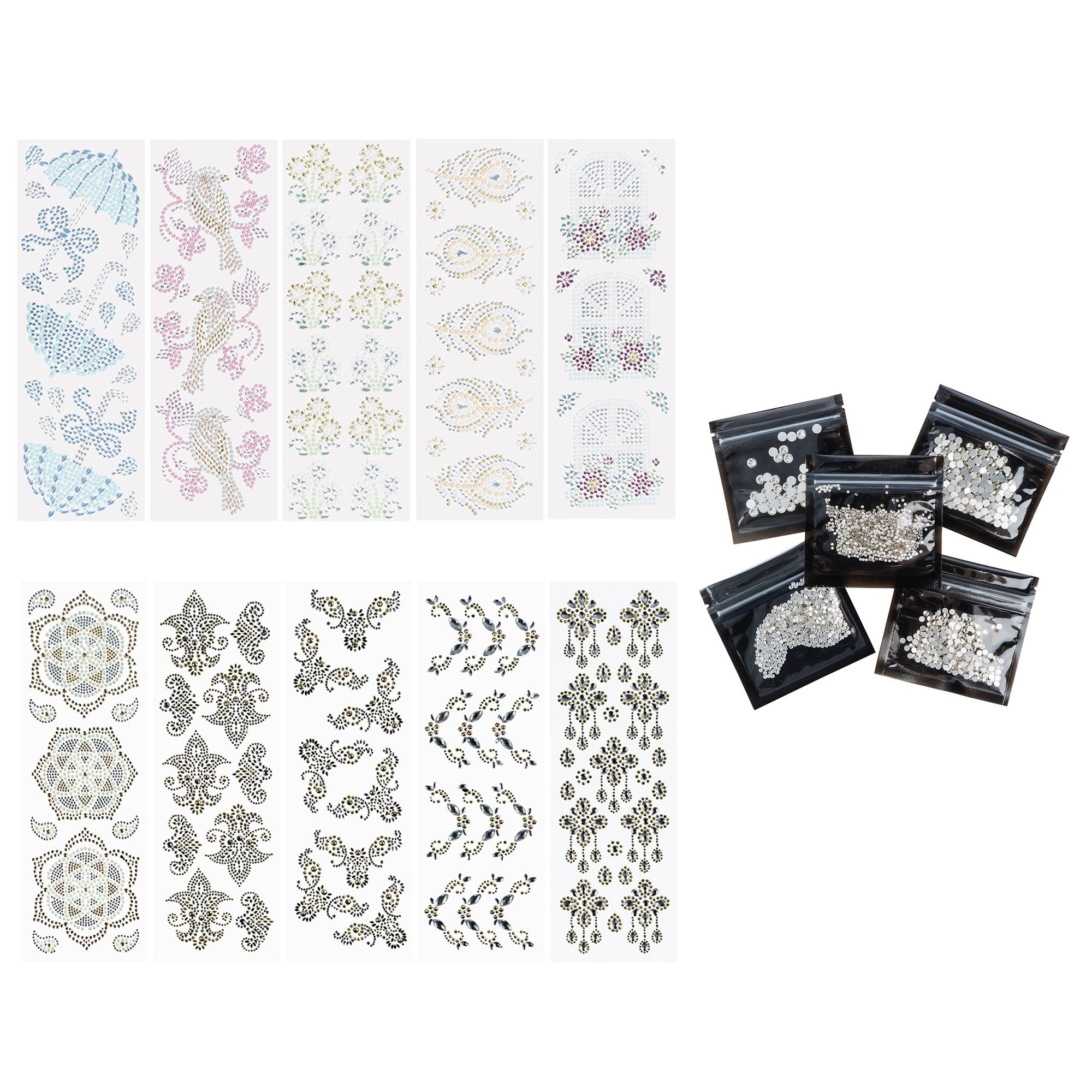 KARIN JITTENMEIER Club Artikel Stras Ornamente versch. Farben 10tlg.