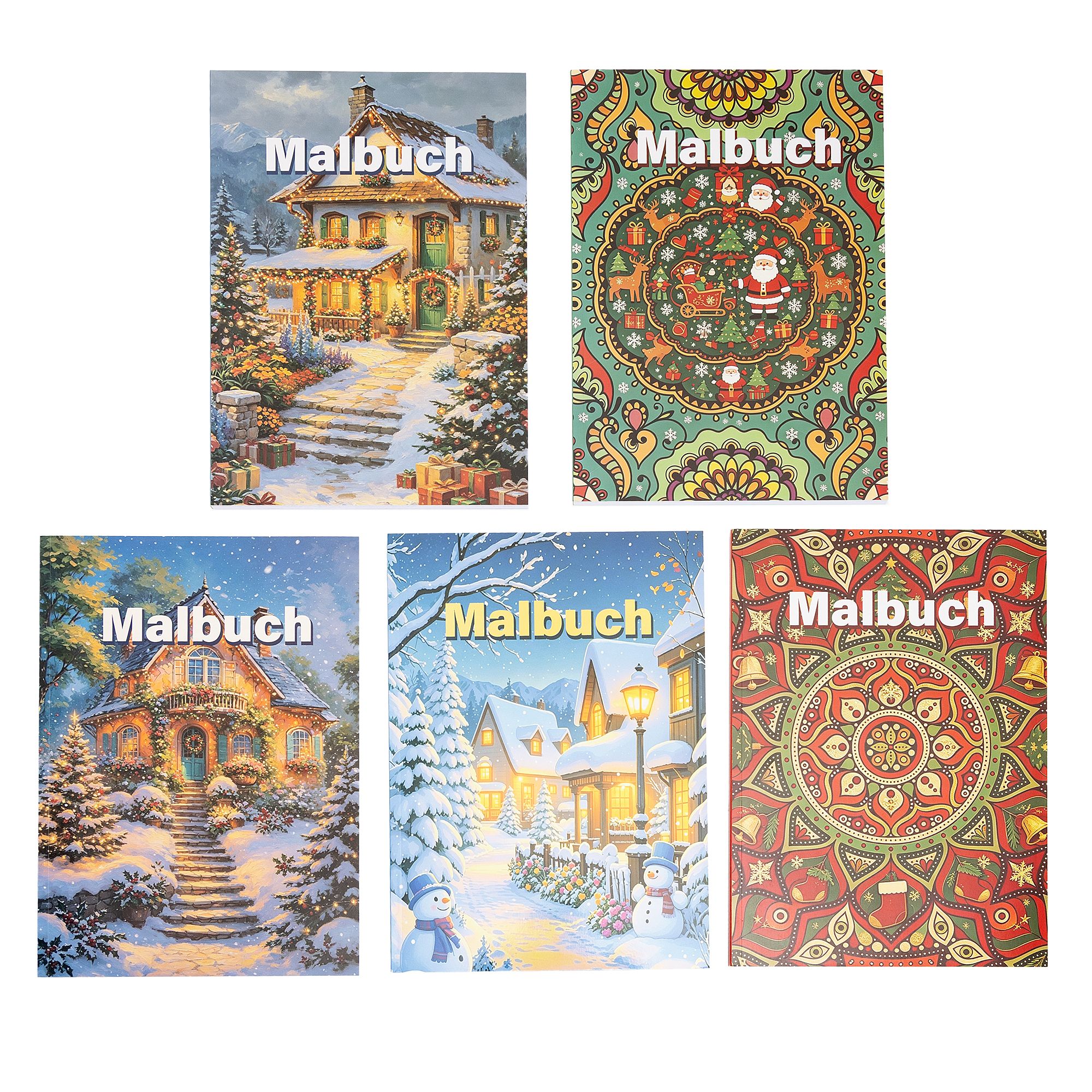 Kreativ-Set 5 Malbücher Winter & Weihnachten je 50 Seiten 5tlg.