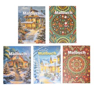 Kreativ-Set 5 Malbücher Winter & Weihnachten je 50 Seiten 5tlg.