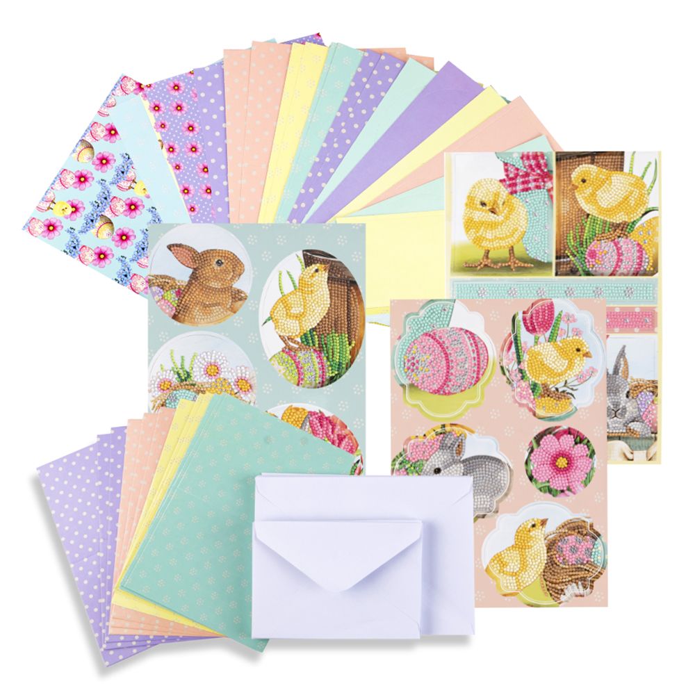 CRAFT BUDDY™ Diamond Painting Grußkarten-Set Ostern 67tlg.