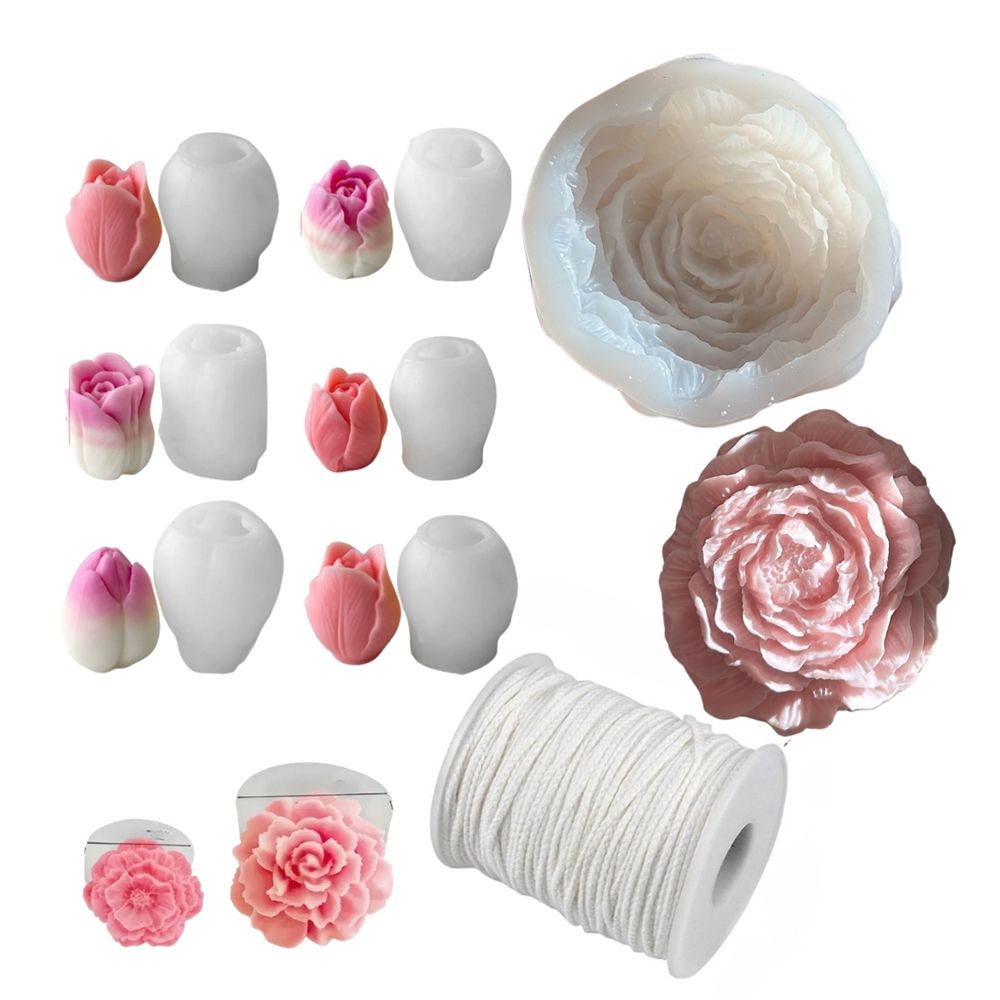 COLORBERRY Kreativ-Set Silikonformen Blüten & Rolldocht 10tlg.