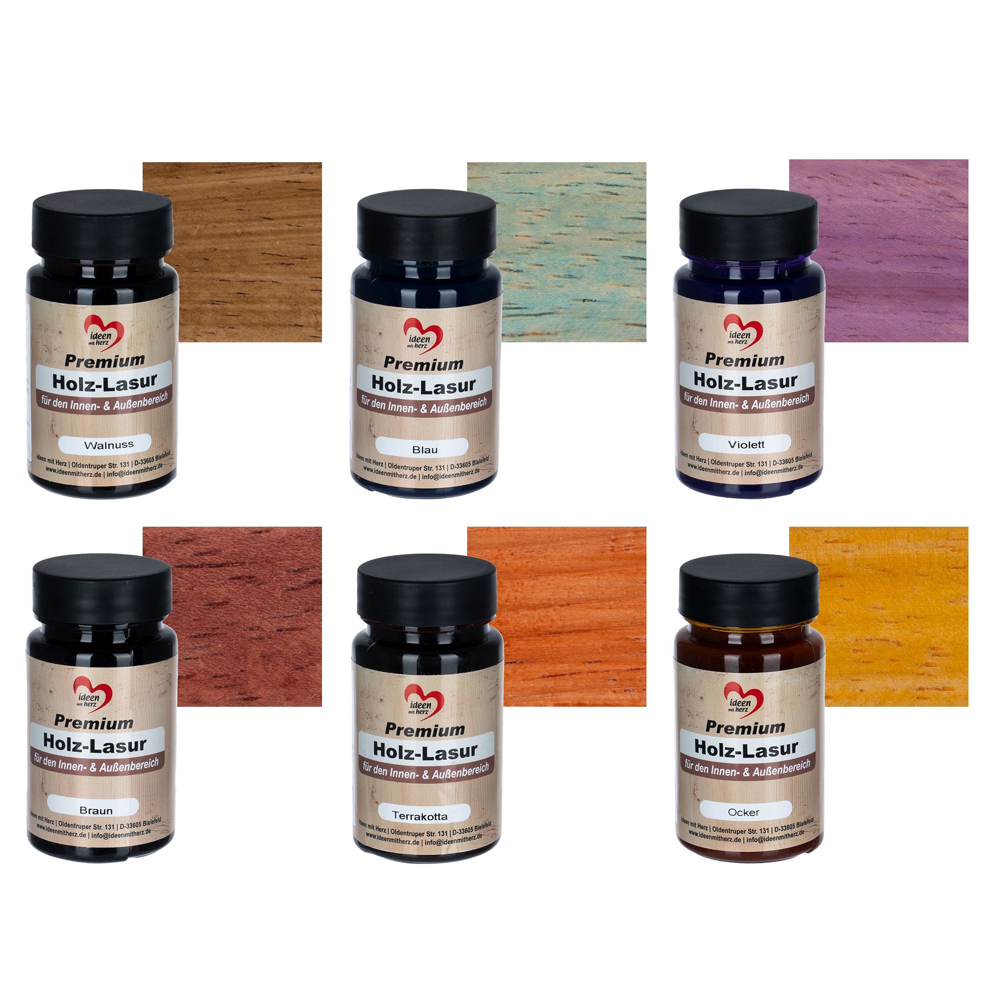 KARIN JITTENMEIER Kreativfarben-Set Premium Holz-Lasur versch. Farbtöne 6tlg.