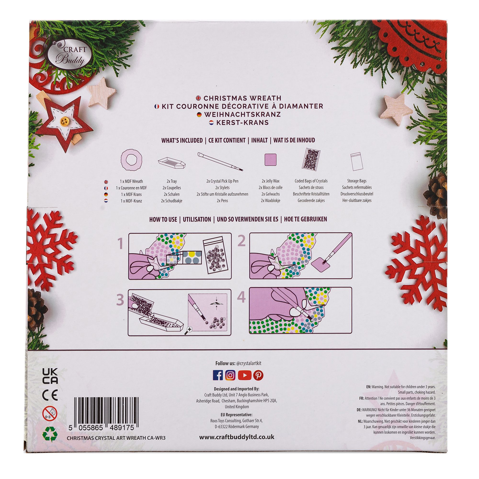 CRAFT BUDDY™ Diamond Painting Weihnachtskranz zum Nachlegen 6tlg. QVC.de