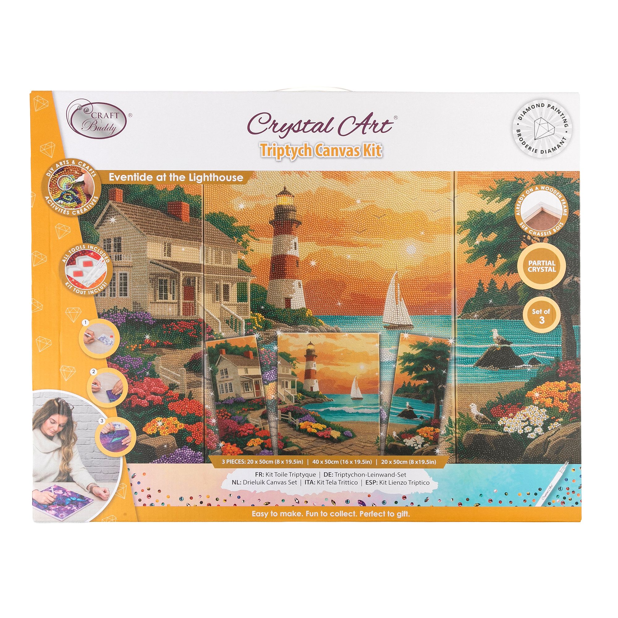 CRAFT BUDDY™ Diamond Painting-Set Triptychon Bild auf Keilrahmen 80x50cm, 8tlg.