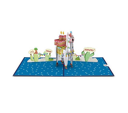 Lovepop® Grußkarten-Set 3D-Pop-Up-Karte Happy-Birthday-Lama inkl. Umschlag