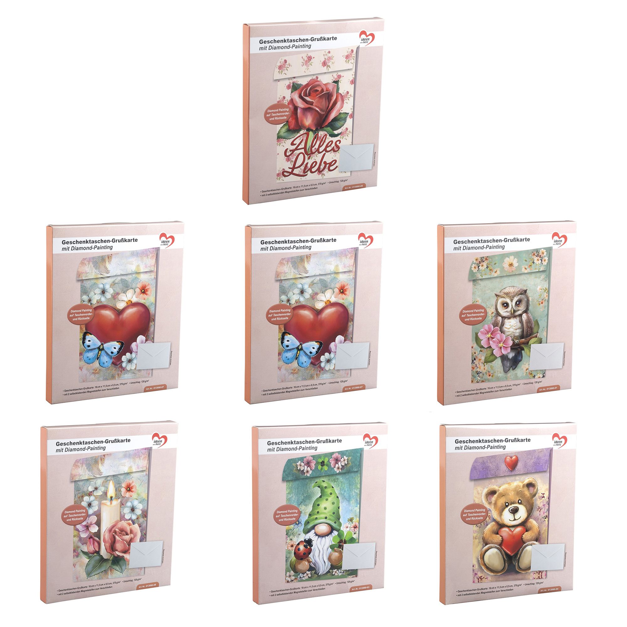 KARIN JITTENMEIER Diamond Painting-Set Geschenktaschen Grußkarten versch. Designs, 35tlg.