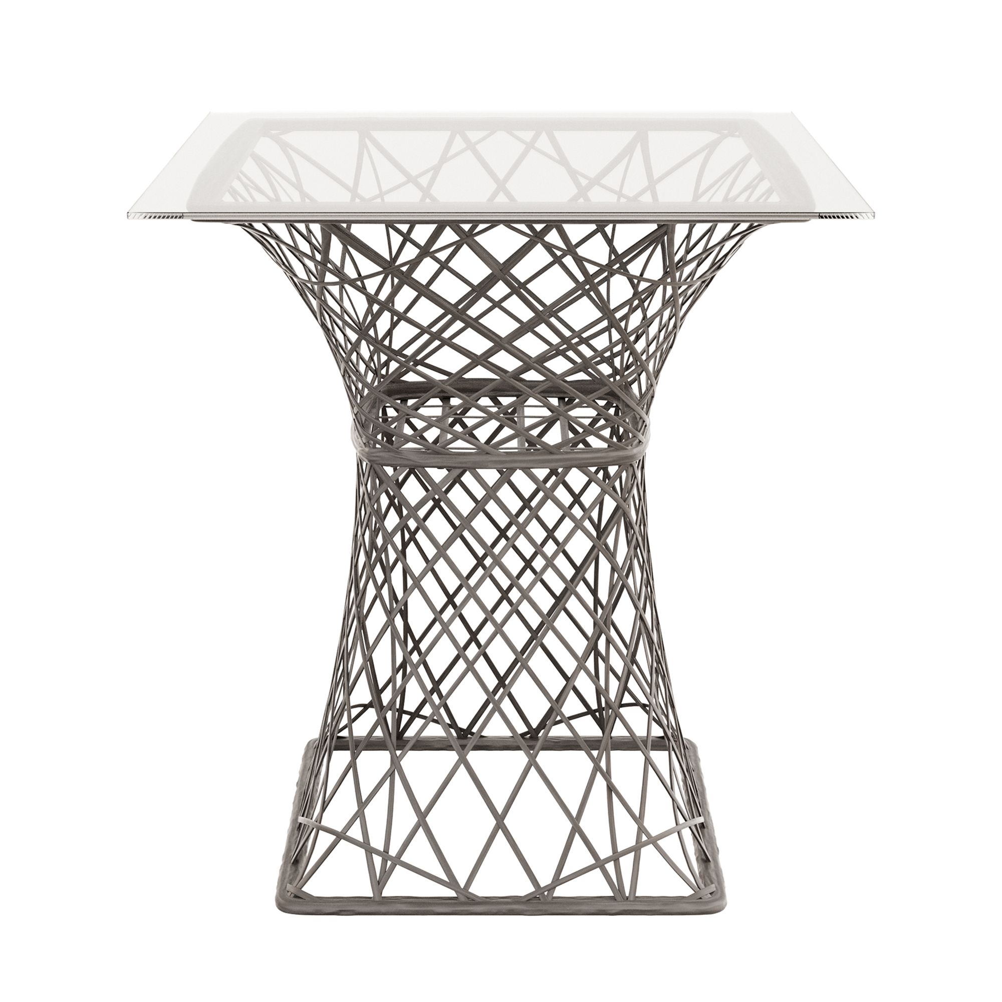 MASSON® Tisch, randlos mit Glasplatte grau/weiß ca. 70x70x73cm