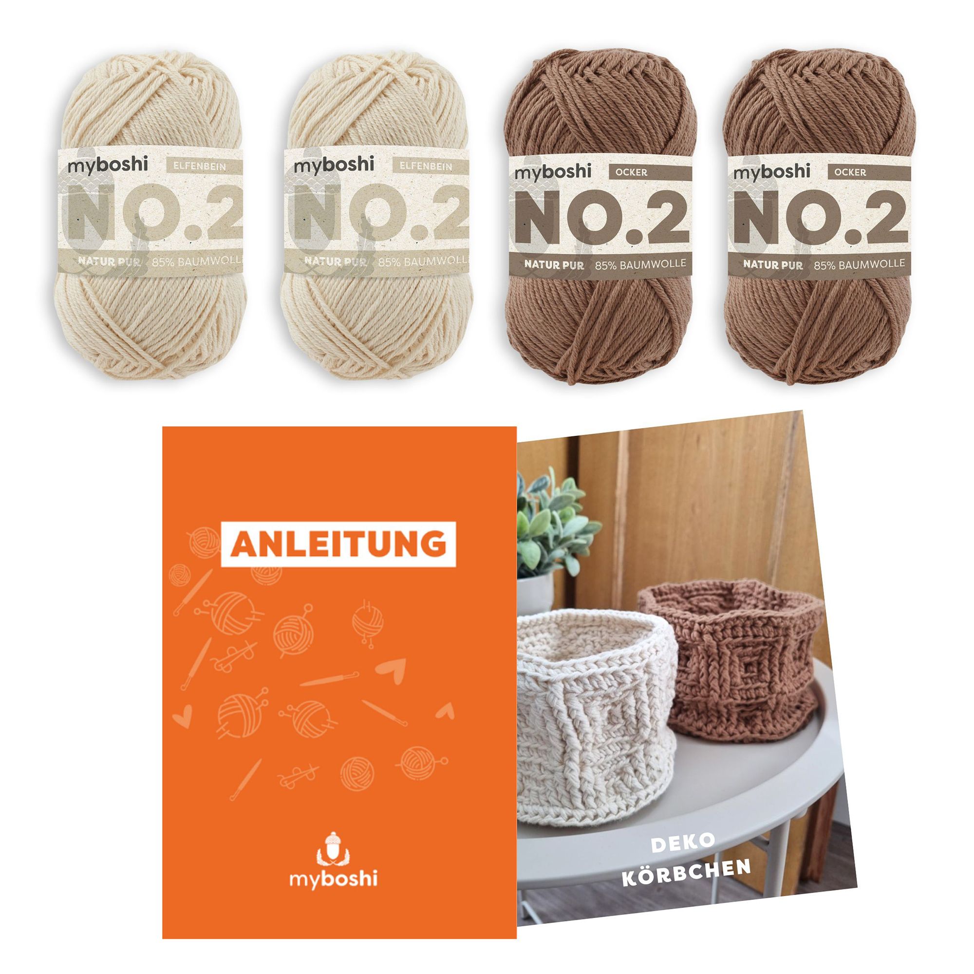 myboshi Häkel-Set Dekokörbchen 2er-Set 4tlg.