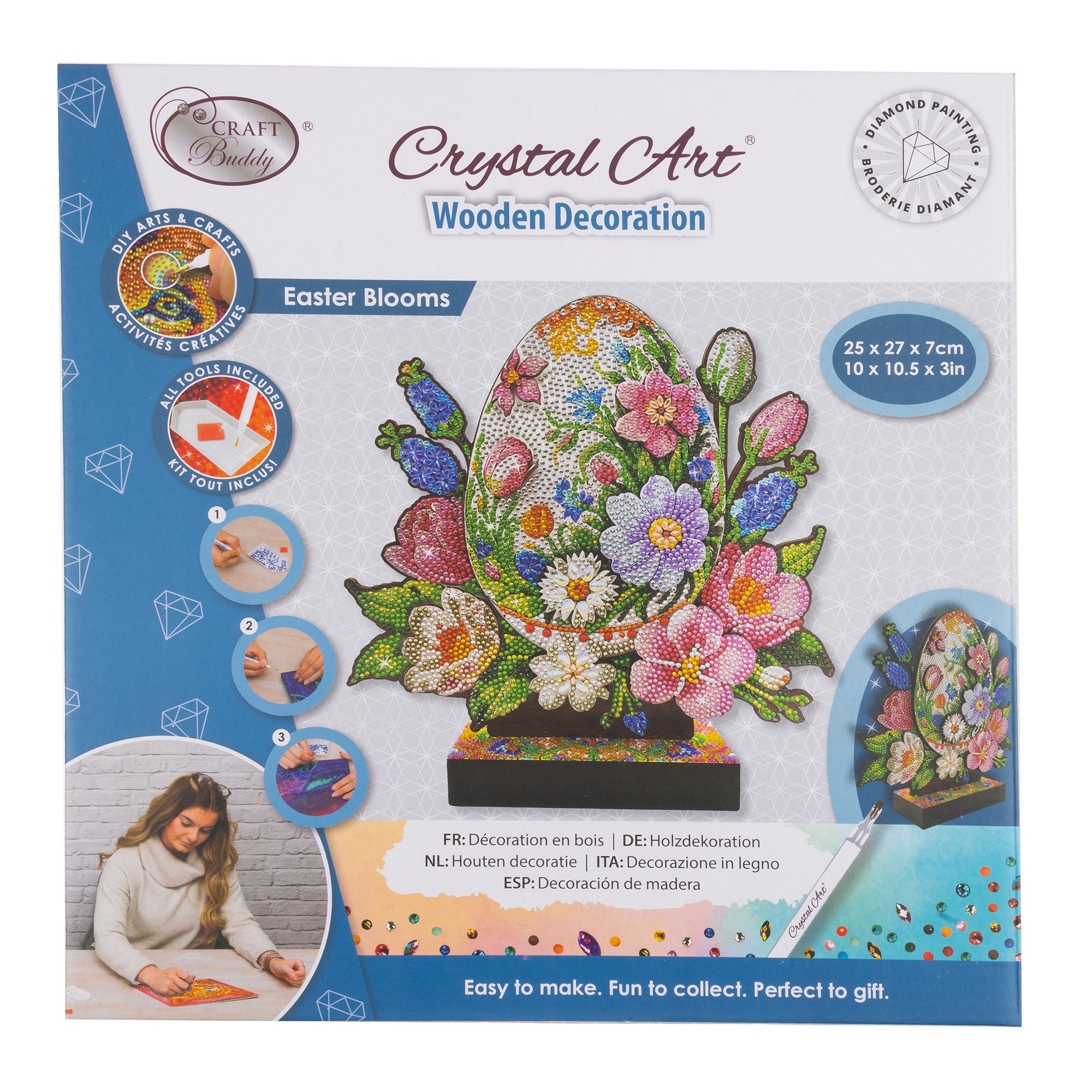 CRAFT BUDDY™ Diamond Painting-Set Blumen Ei ca. 25x26,5x7cm 5tlg.