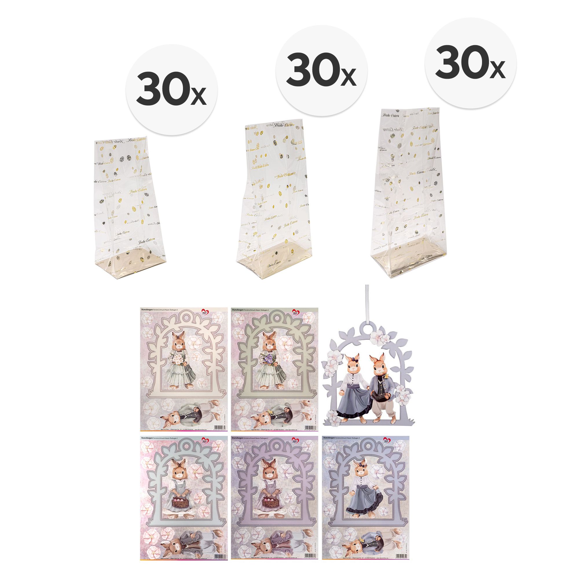 KARIN JITTENMEIER Kreativ-Set Blockbodenbeutel & Stanzbogen Ostern, 95tlg.