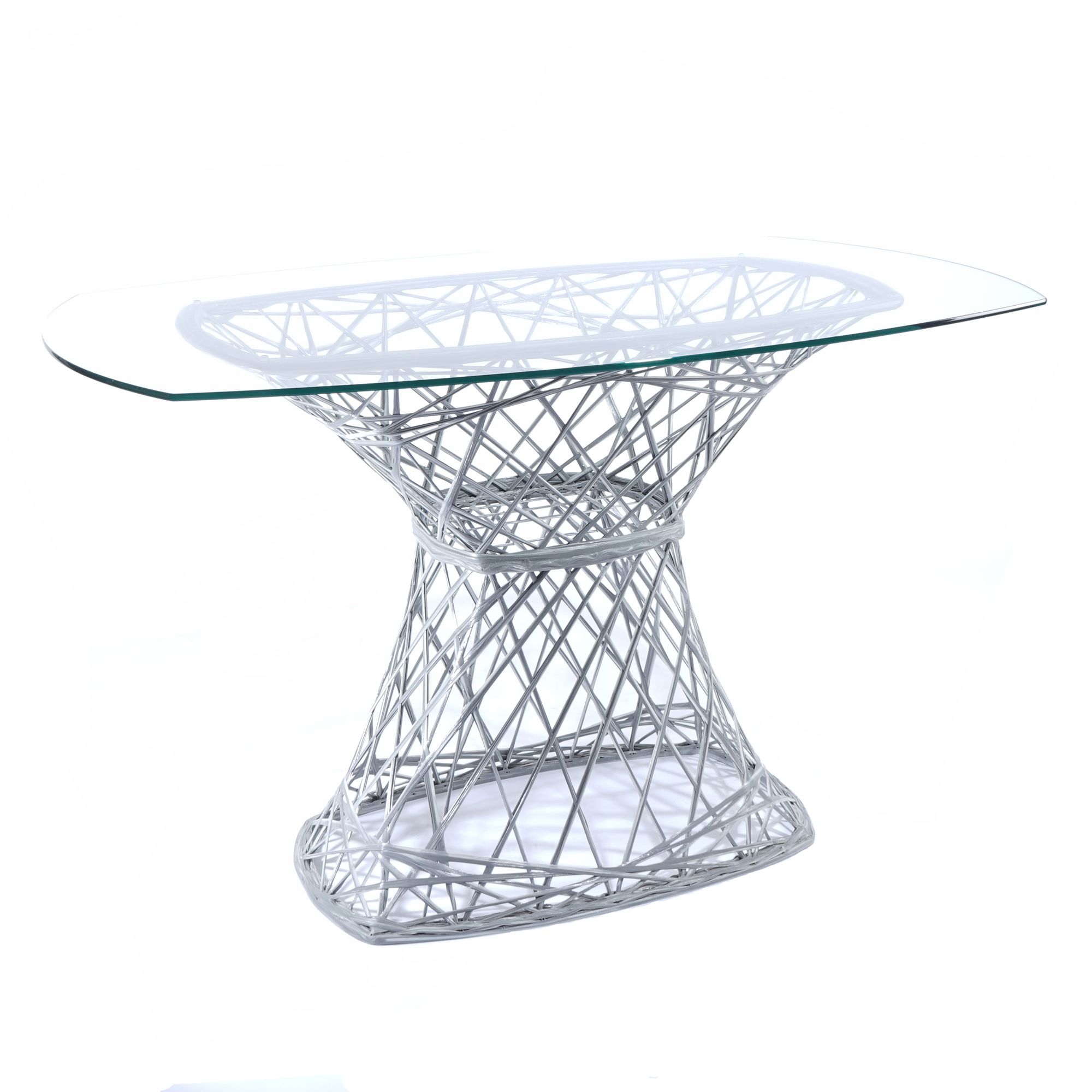 MASSON® Tisch, randlos mit Glasplatte grau/weiß ca. 120x85x73cm