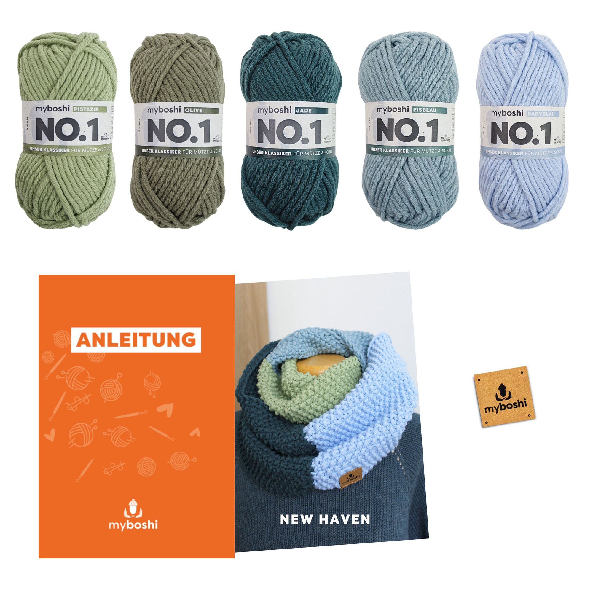 myboshi Strick-Set Schlauchschal New Heaven 6tlg.