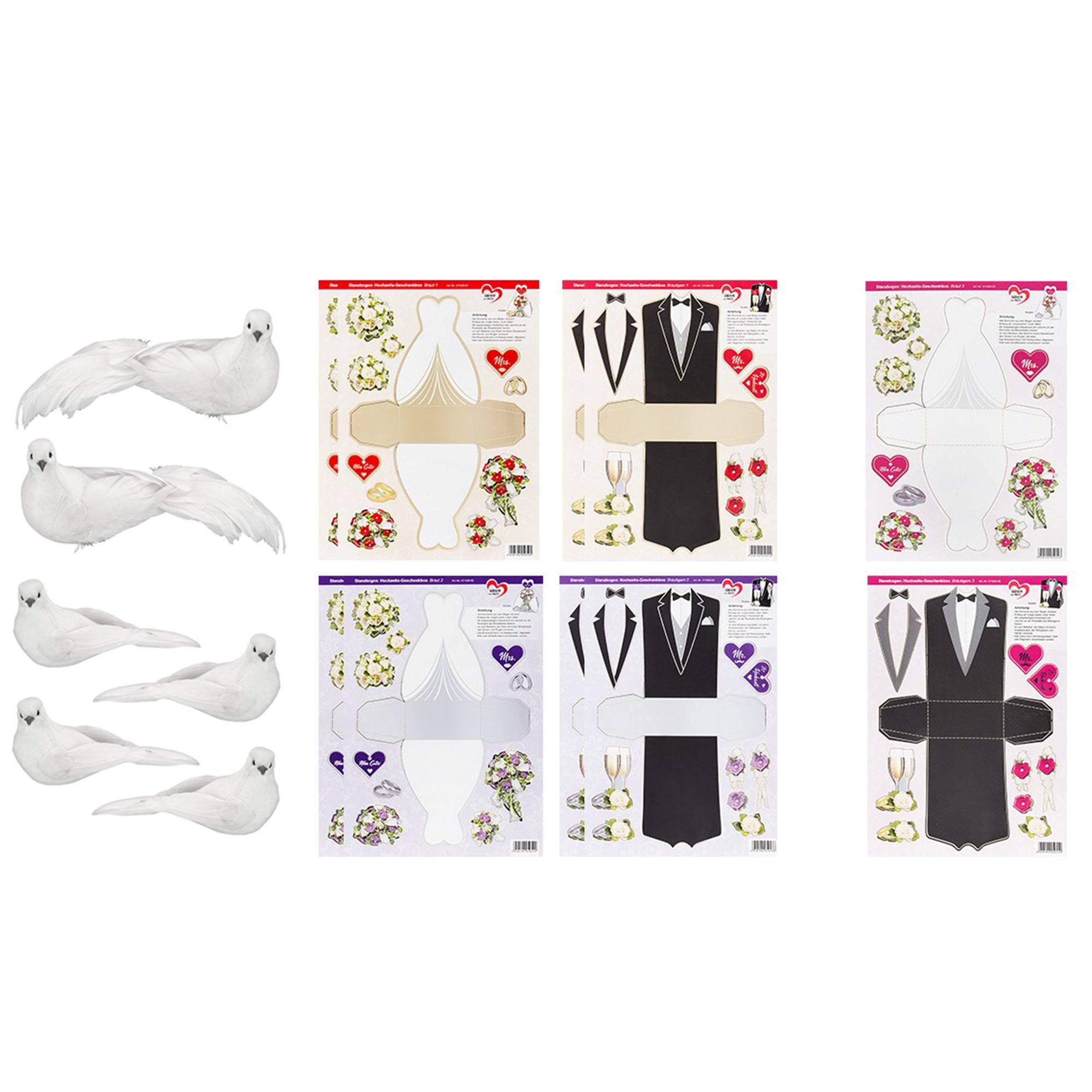 KARIN JITTENMEIER Kreativ-Set Tauben & Stanzbogen Geschenkboxen, 16tlg.