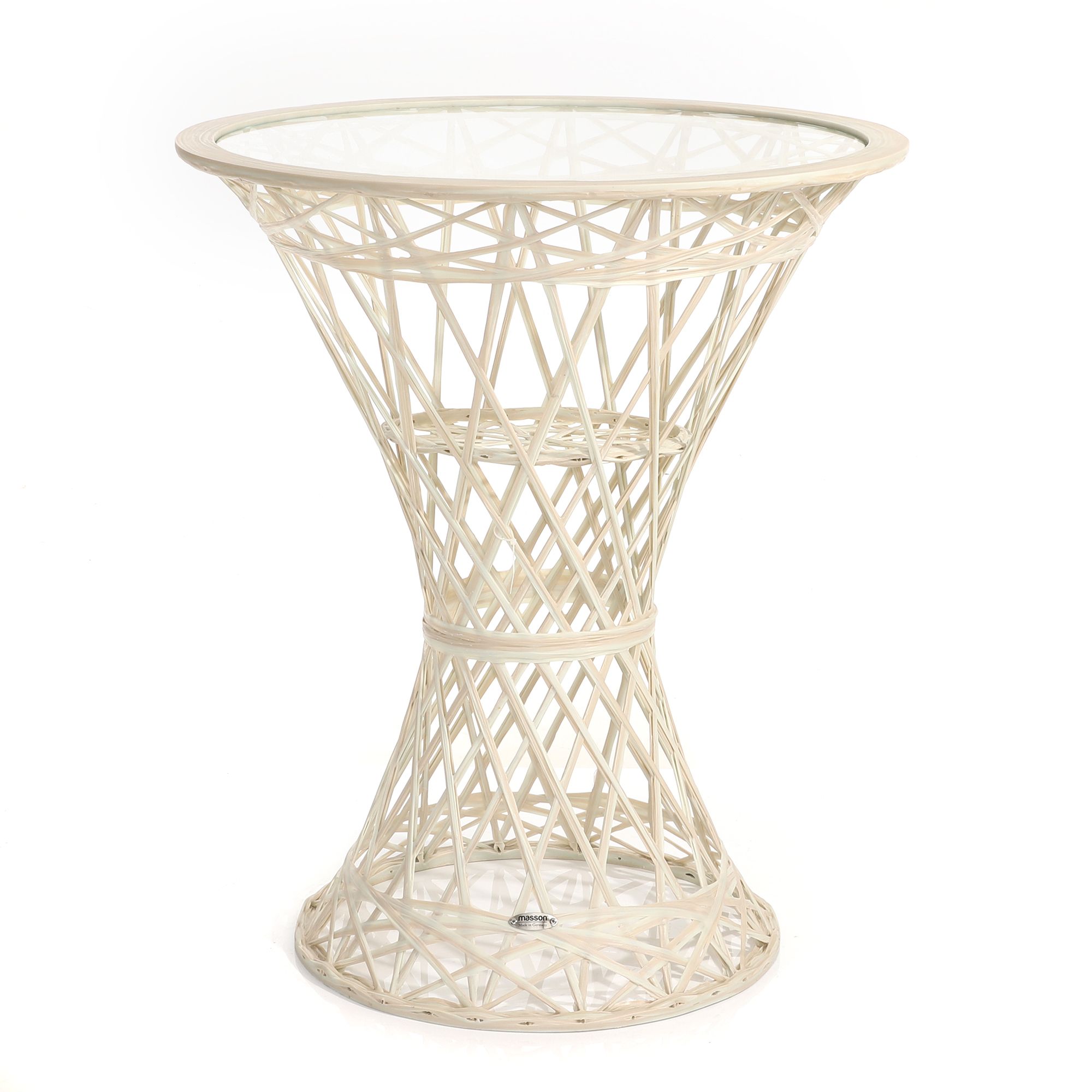 MASSON® Fiberglasmöbel Tisch inkl. Glasplatte Ø 62cm