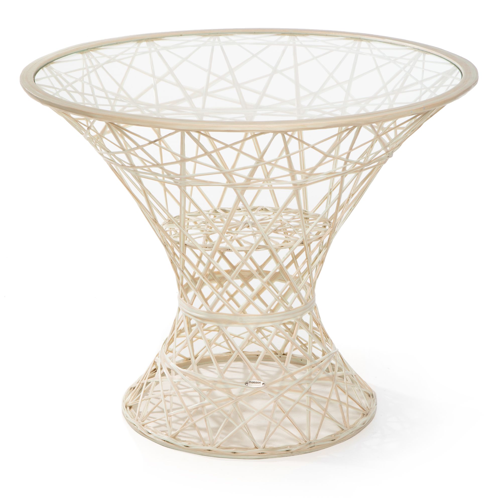 MASSON® Fiberglasmöbel Tisch inkl. Glasplatte Ø 92cm