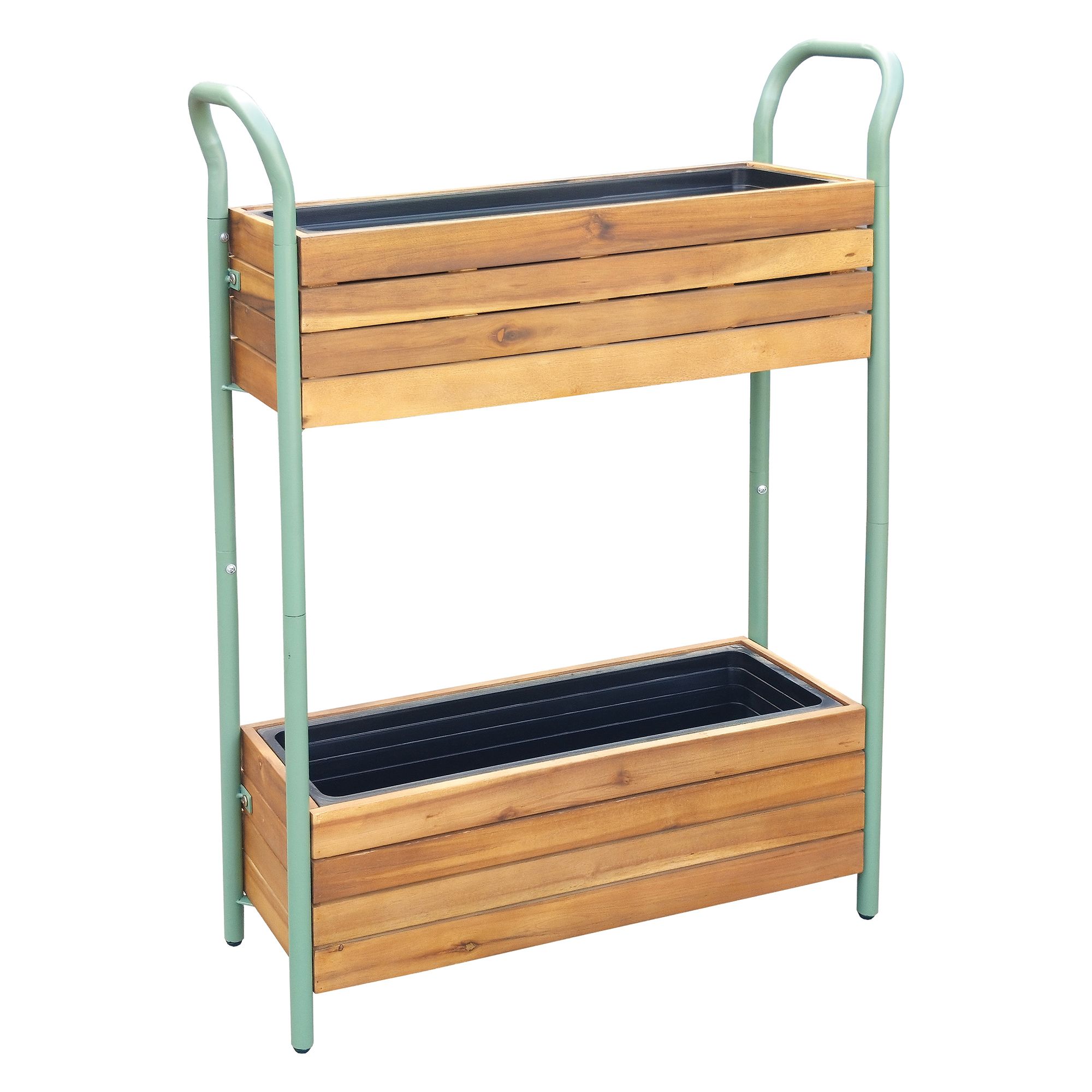 GREEN LOUNGE Blumenkasten 2 Pflanzebenen Akazie ca. 71,5x22x101cm