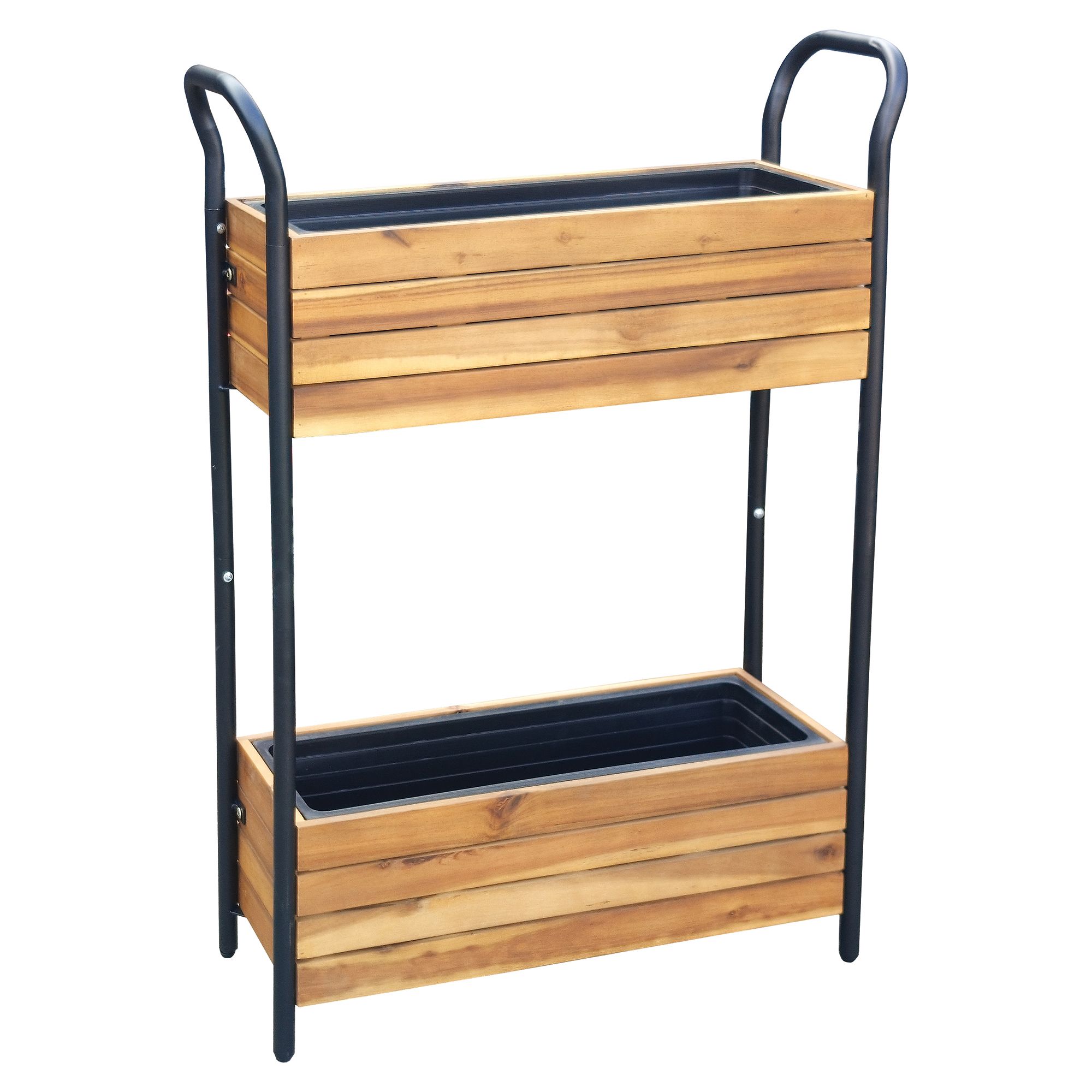 GREEN LOUNGE Blumenkasten 2 Pflanzebenen Akazie ca. 71,5x22x101cm