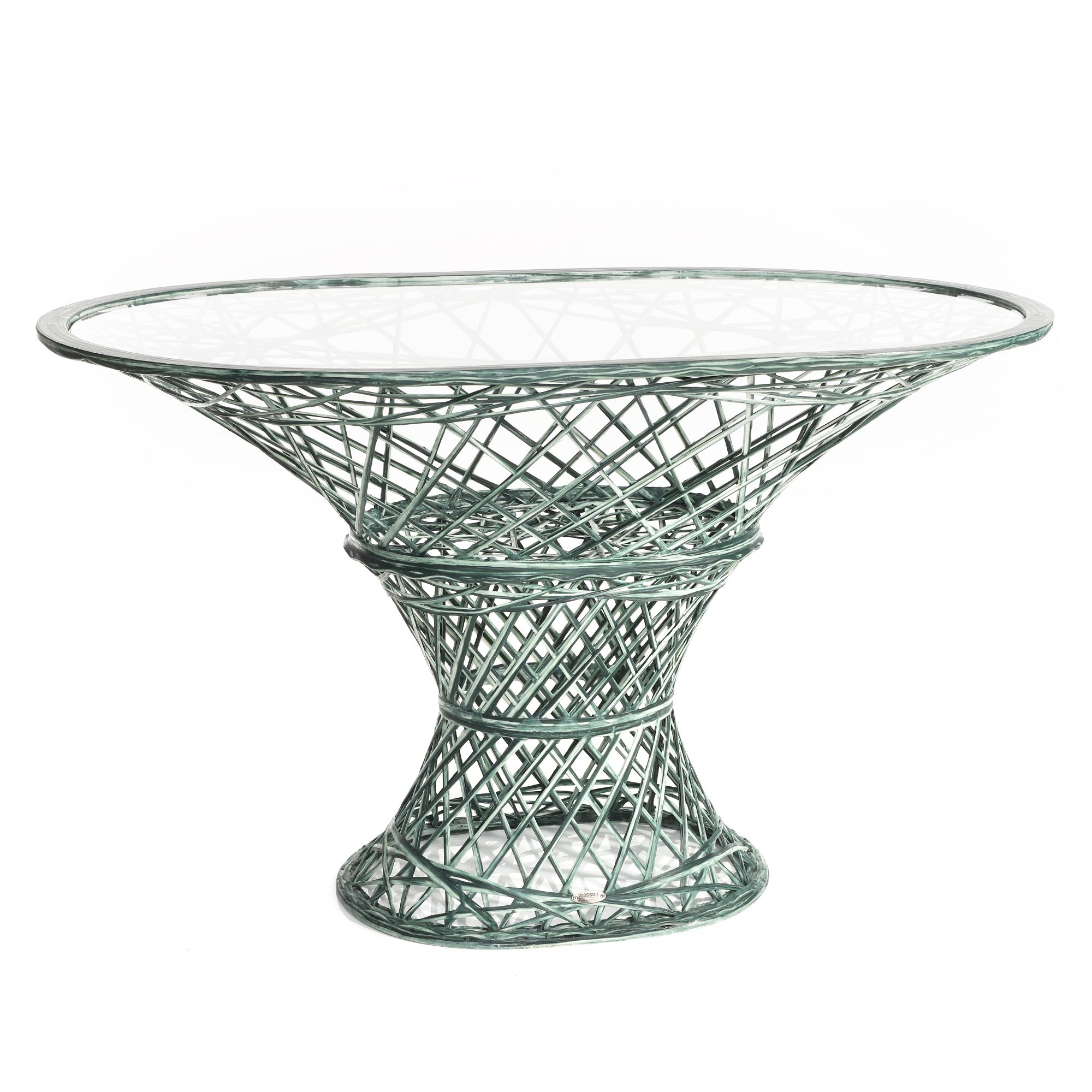 MASSON® Fiberglasmöbel ovaler Tisch inkl. Glasplatte 73x80x120cm