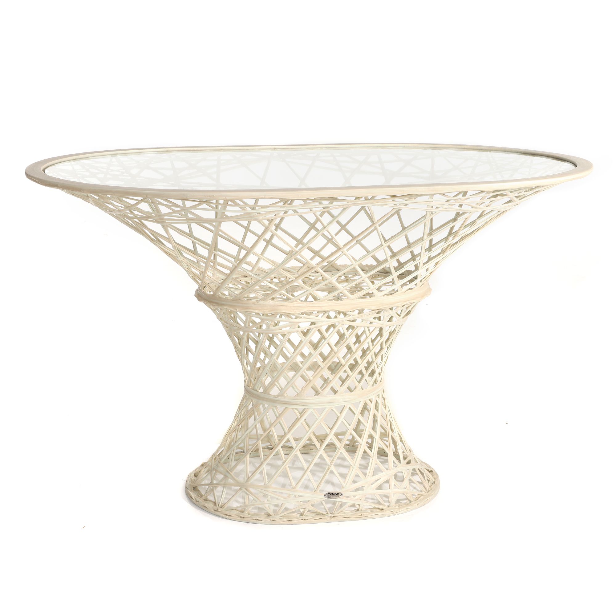 MASSON® Fiberglasmöbel ovaler Tisch inkl. Glasplatte 73x80x120cm