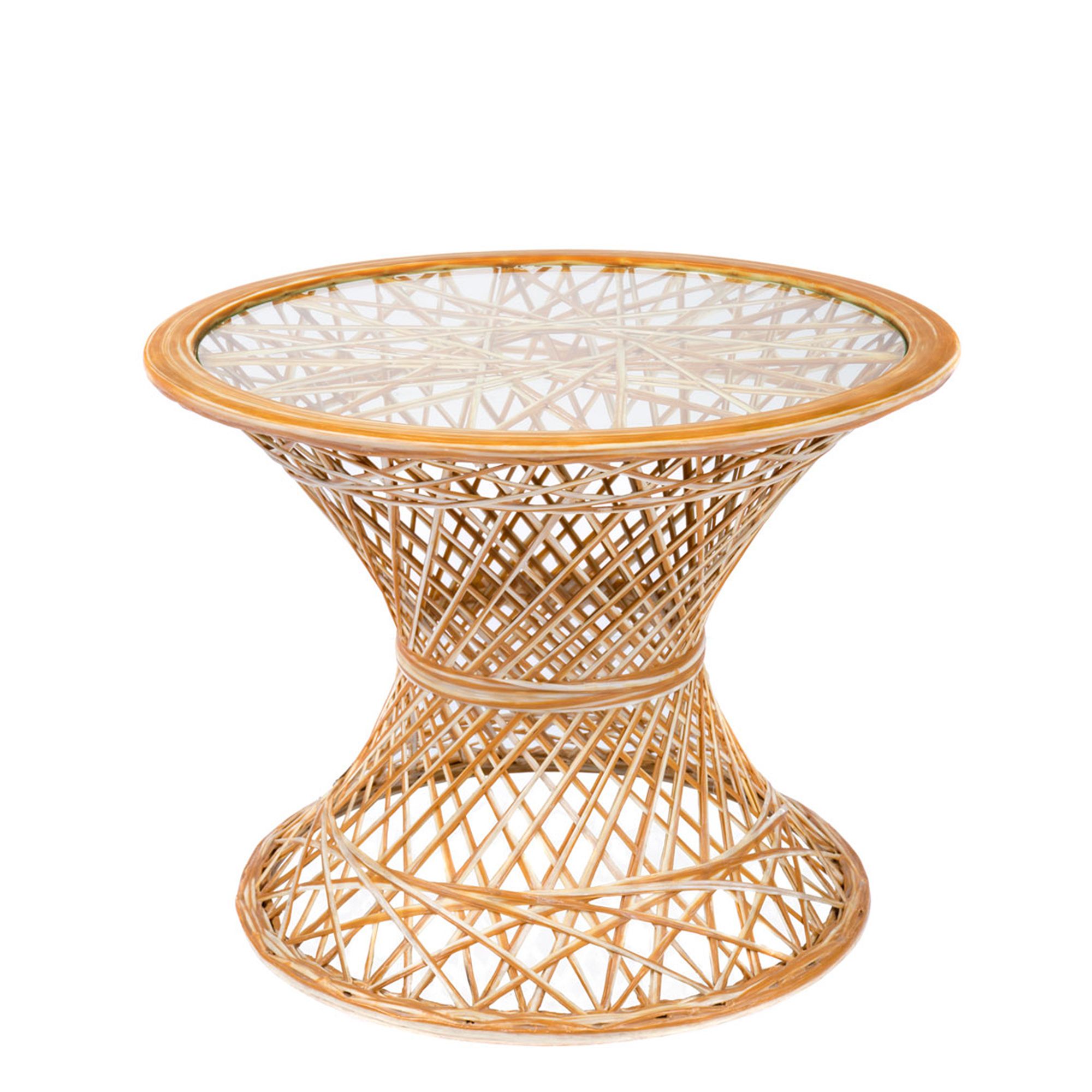 MASSON® Fiberglasmöbel Beistelltisch inkl. Glasplatte Höhe 41cm, Ø 54cm