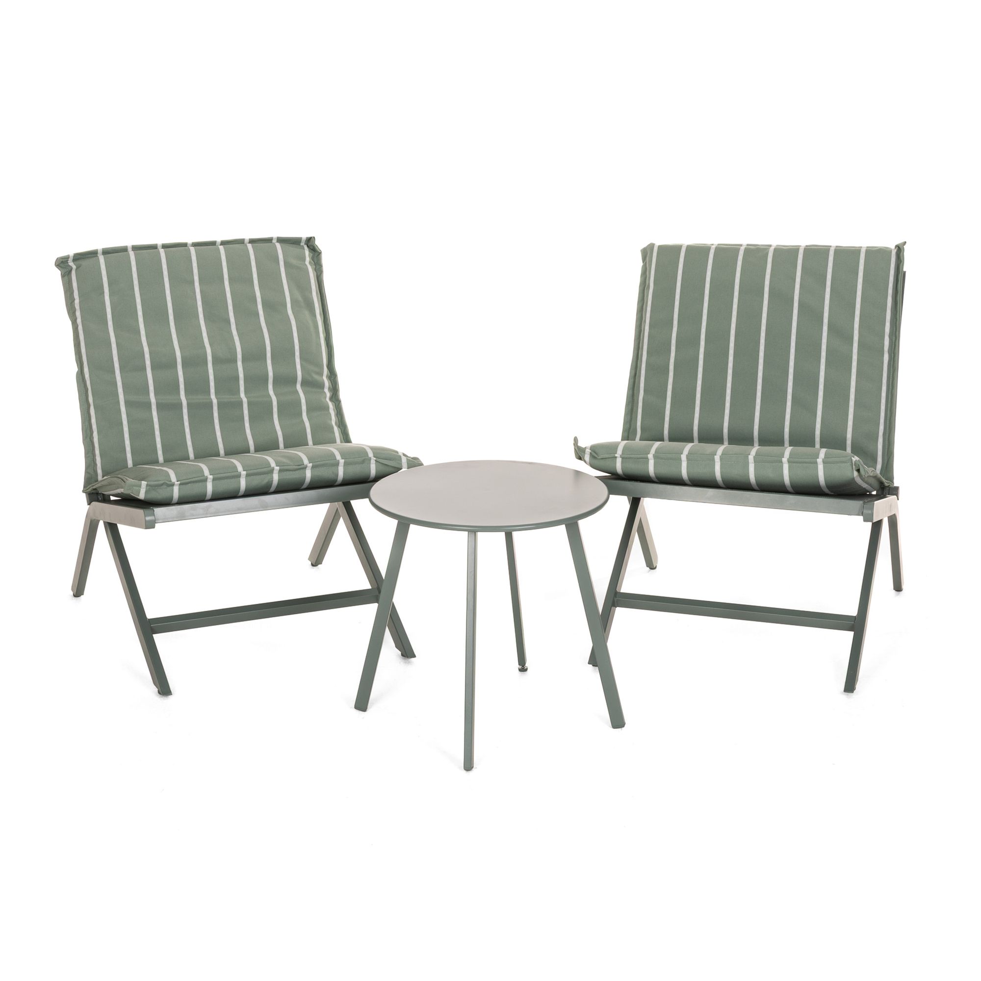 GREEN LOUNGE Bistro-Set 3 tlg. 2 Stühle & Tisch inkl. Auflagen wetterfest