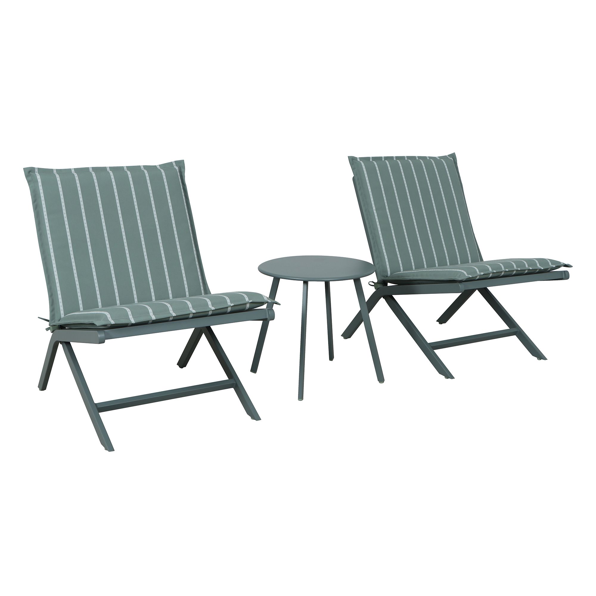 GREEN LOUNGE Bistro-Set 3 tlg. 2 Stühle & Tisch inkl. Auflagen wetterfest