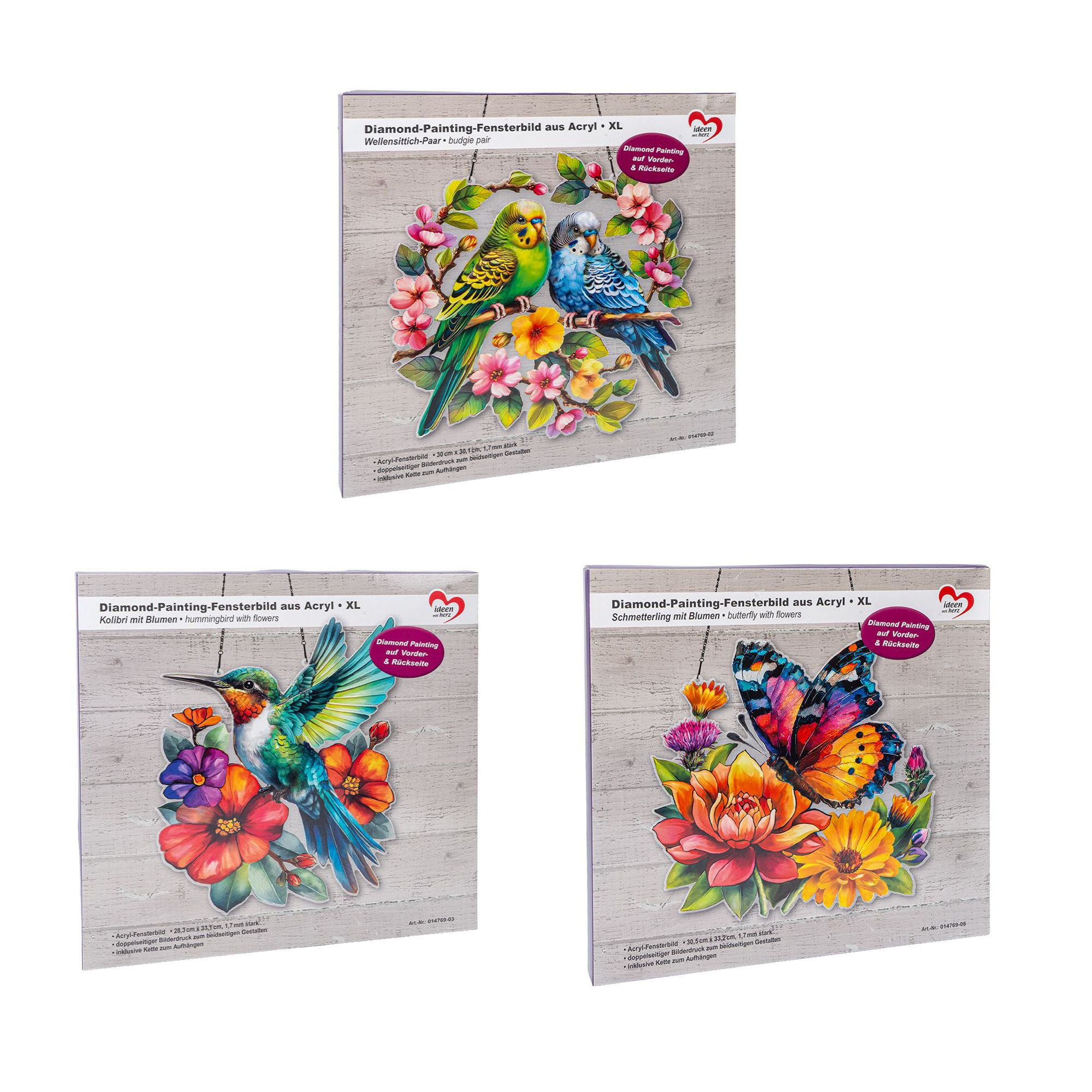 KARIN JITTENMEIER Diamond Painting-Set Fensterbilder versch. Motive 9tlg.