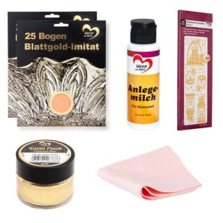 KARIN JITTENMEIER Kreativ-Set Blattgold, Anlege- milch & Premium Transfers, 15tlg.