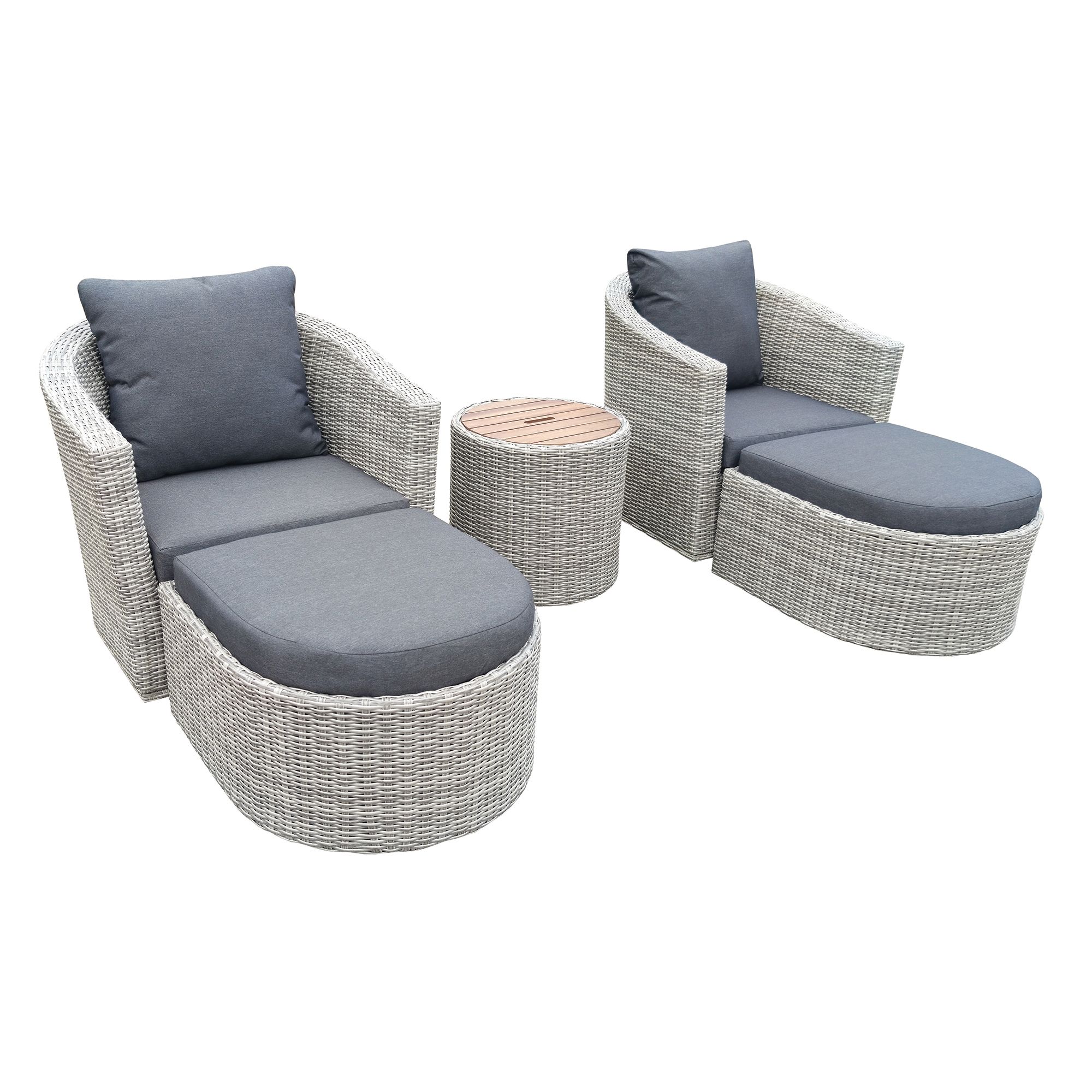 GREEN LOUNGE Loungeset 5tlg. mit Drehfunktion und Stauraum inkl. Kissen, stapelbar