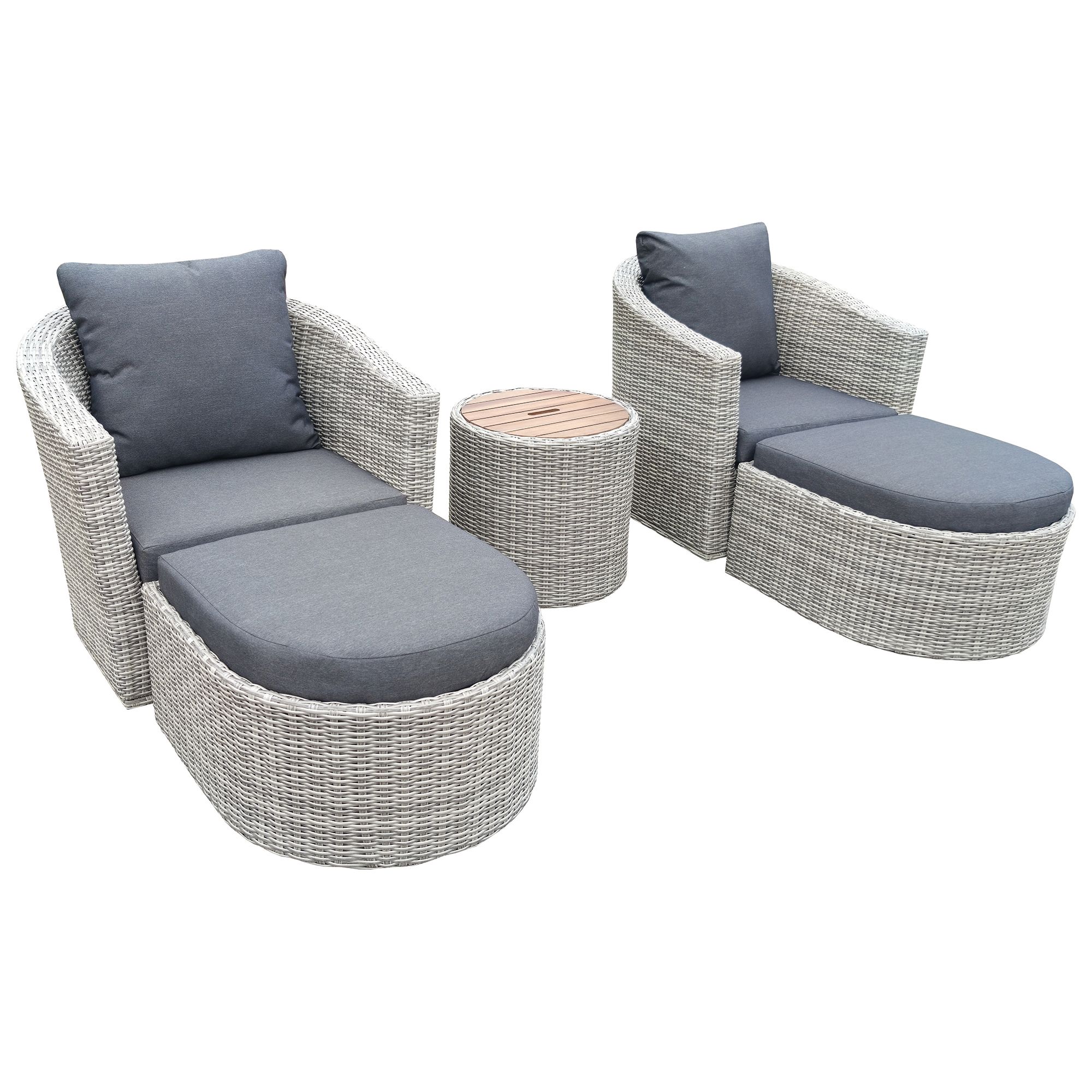 GREEN LOUNGE Loungeset 5tlg. mit Drehfunktion und Stauraum inkl. Kissen, stapelbar