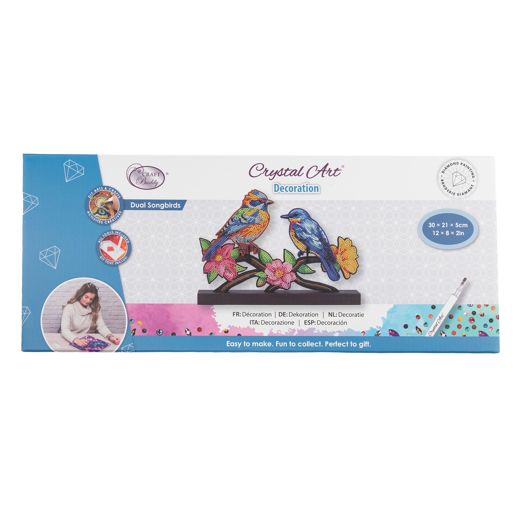CRAFT BUDDY™ Diamond Painting Vogel Dekoration ca. 30x21x5cm 5tlg.