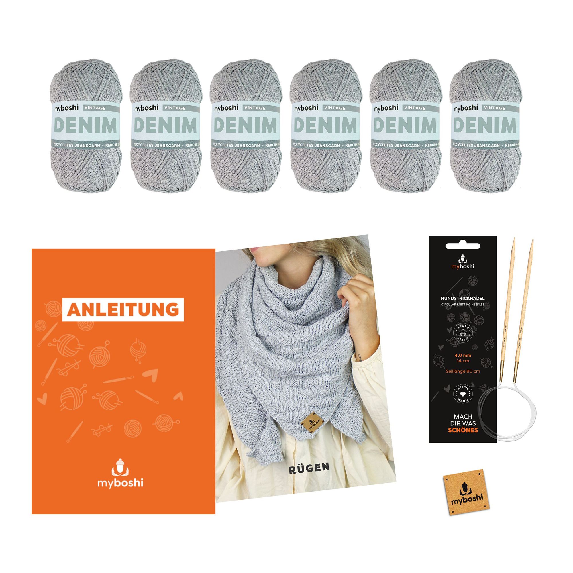 myboshi Strick-Set Tuch Rügen inkl. Nadel & Wolle 8tlg.