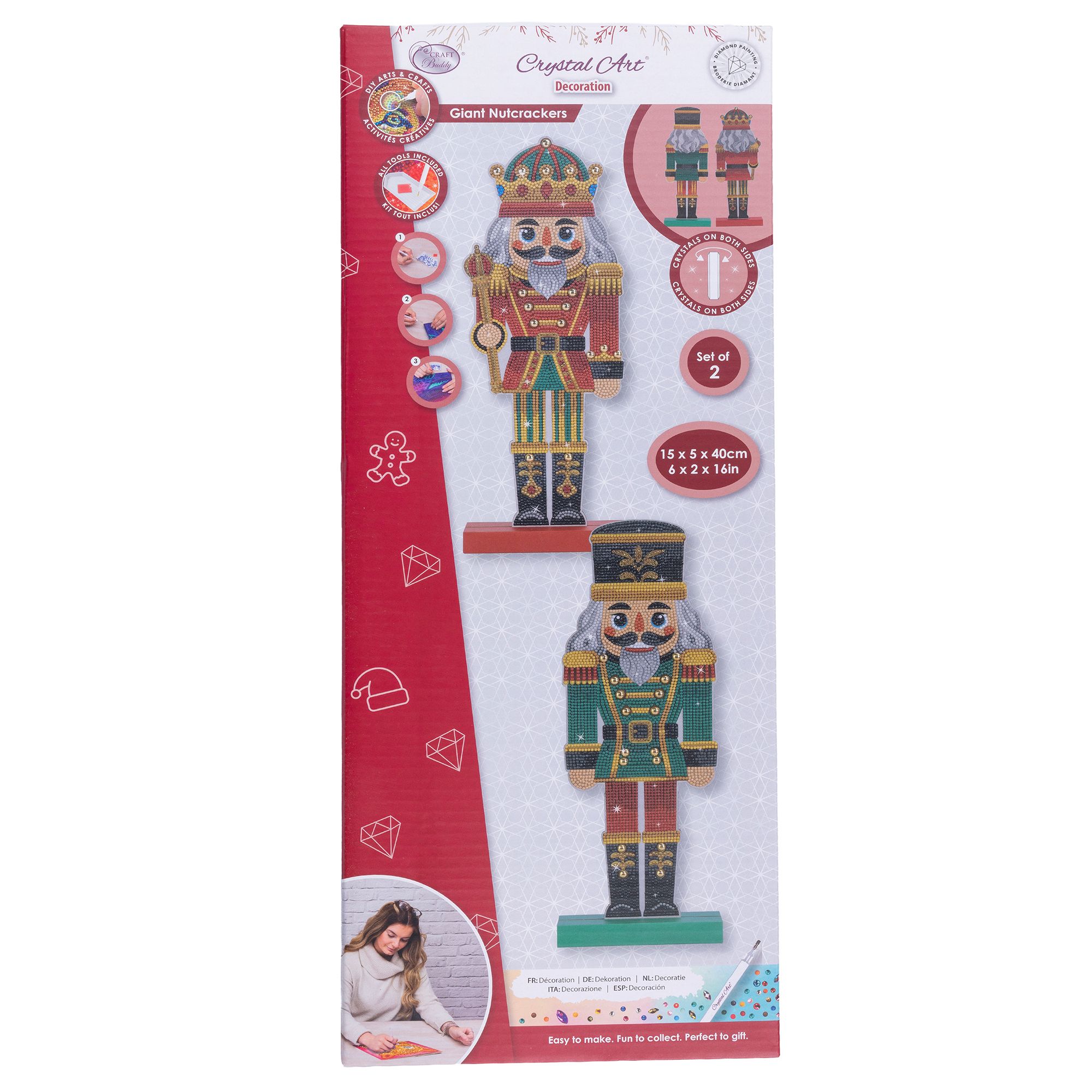 CRAFT BUDDY™ Diamond Painting 2 Nussknacker ca. 15x5x40cm 6tlg.