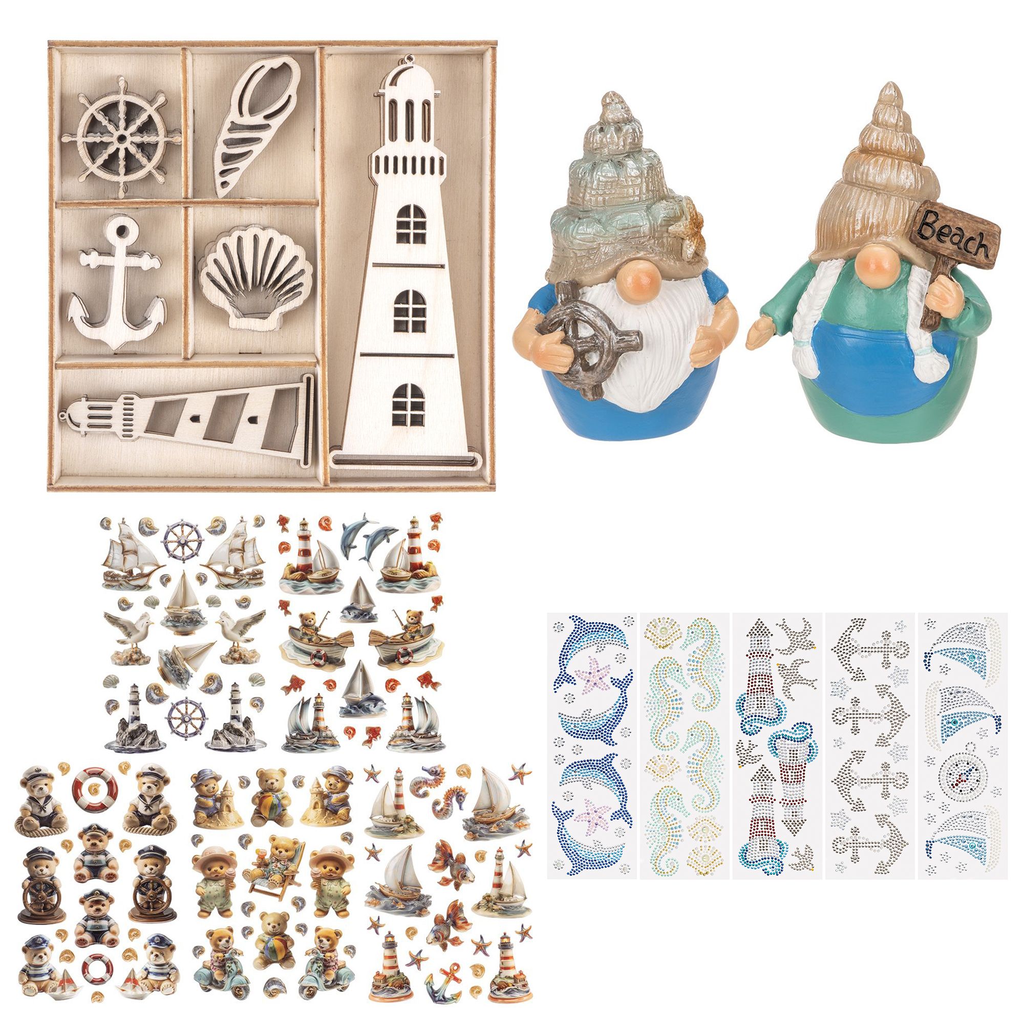 KARIN JITTENMEIER Kreativ-Set Maritime Deko inkl. Reliefsticker 13tlg.