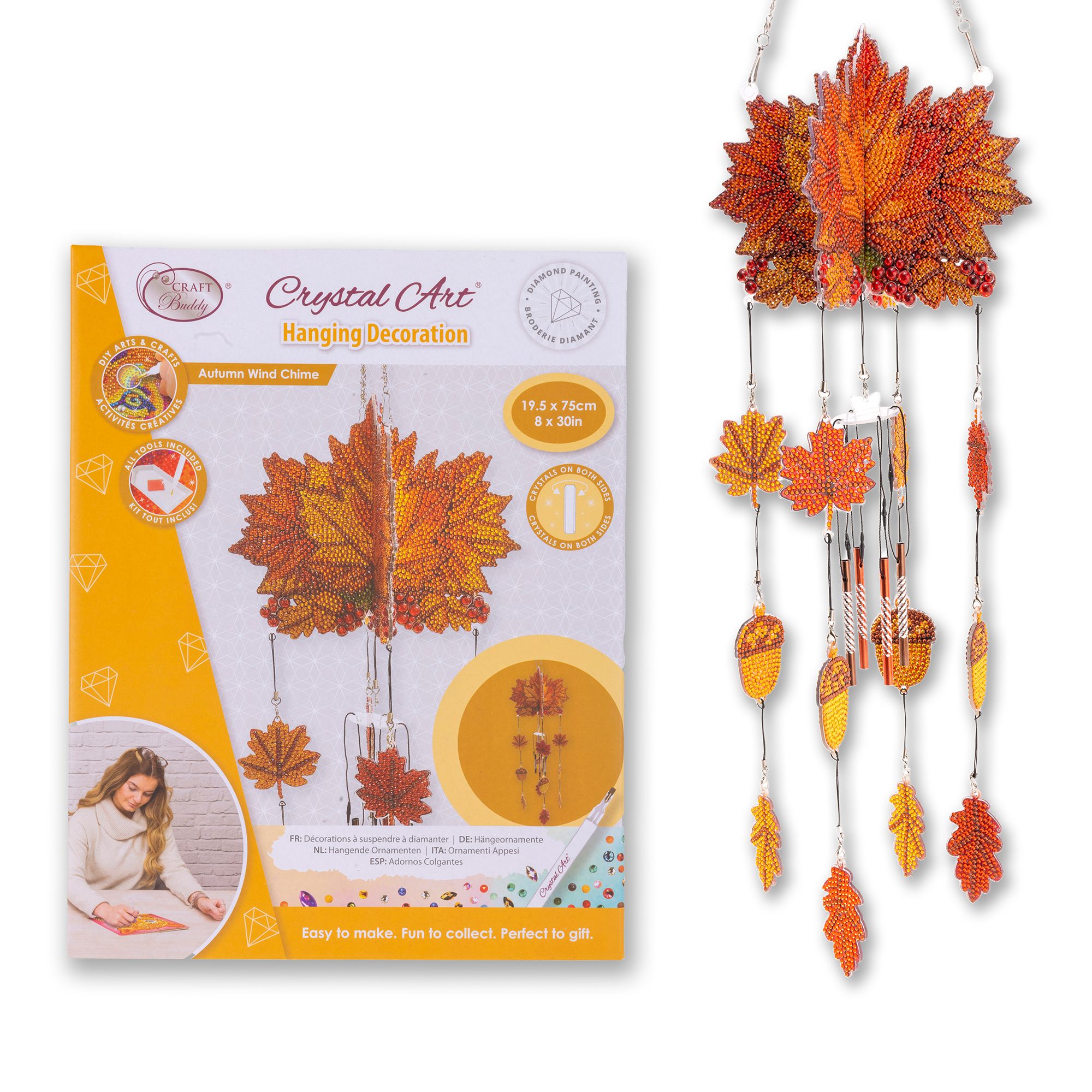 CRAFT BUDDY™ Diamond Painting Windspiel Herbst Länge ca. 75cm 36tlg.