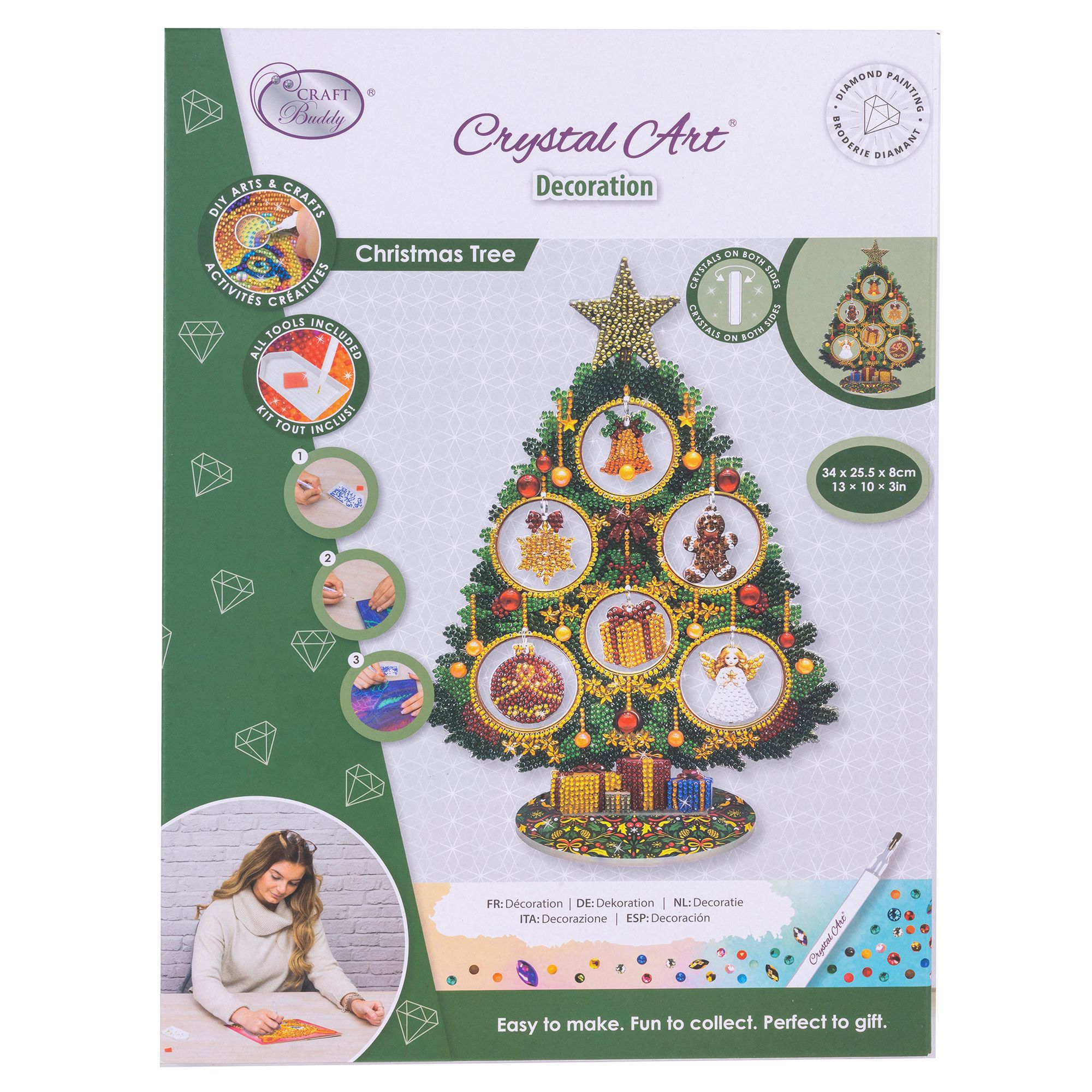 CRAFT BUDDY™ Diamond Painting Weihnachtsbaum ca. 34x25x8cm 5tlg.