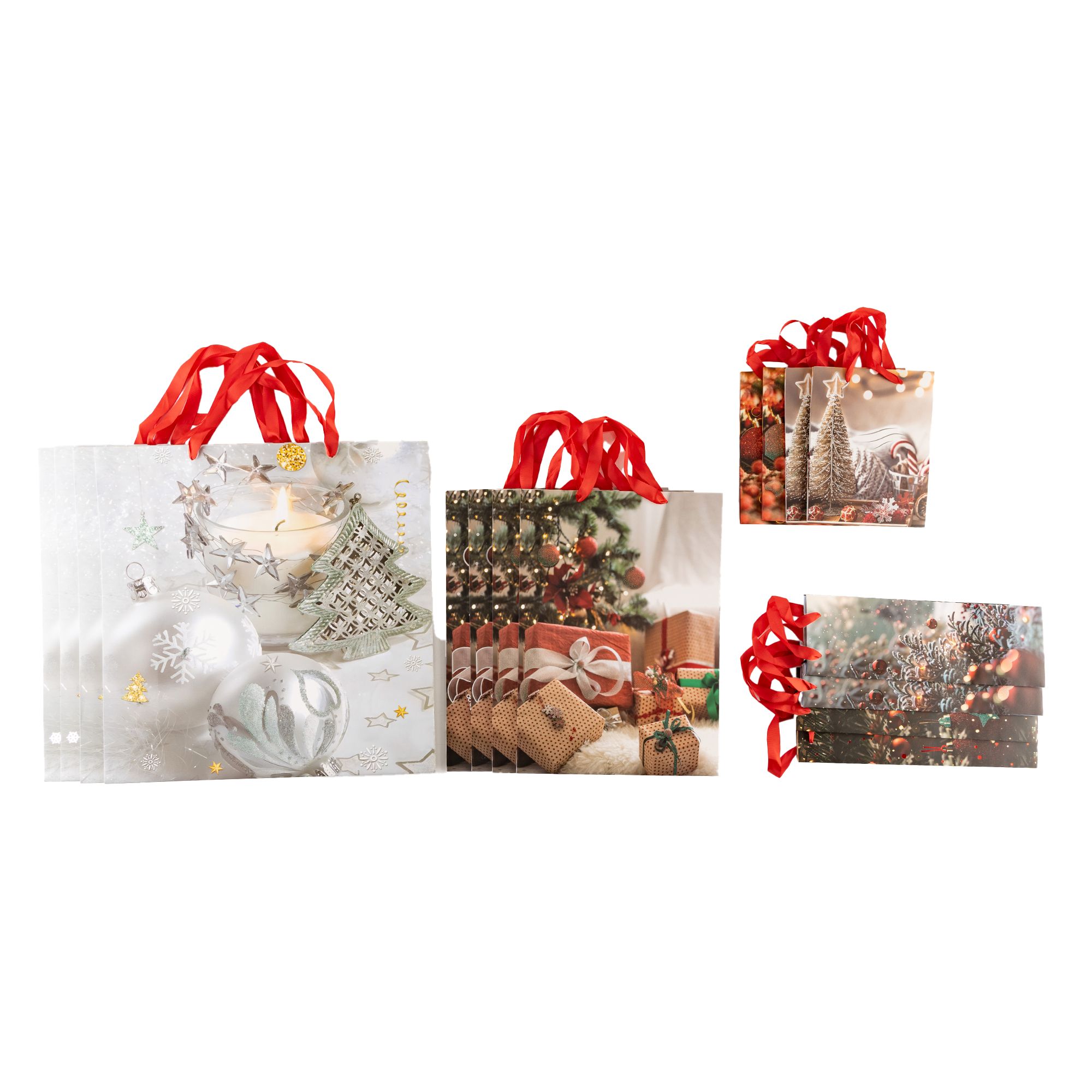 Verpackungs-Set Geschenktaschen in 4 versch. Größen Weihnachten 16tlg.