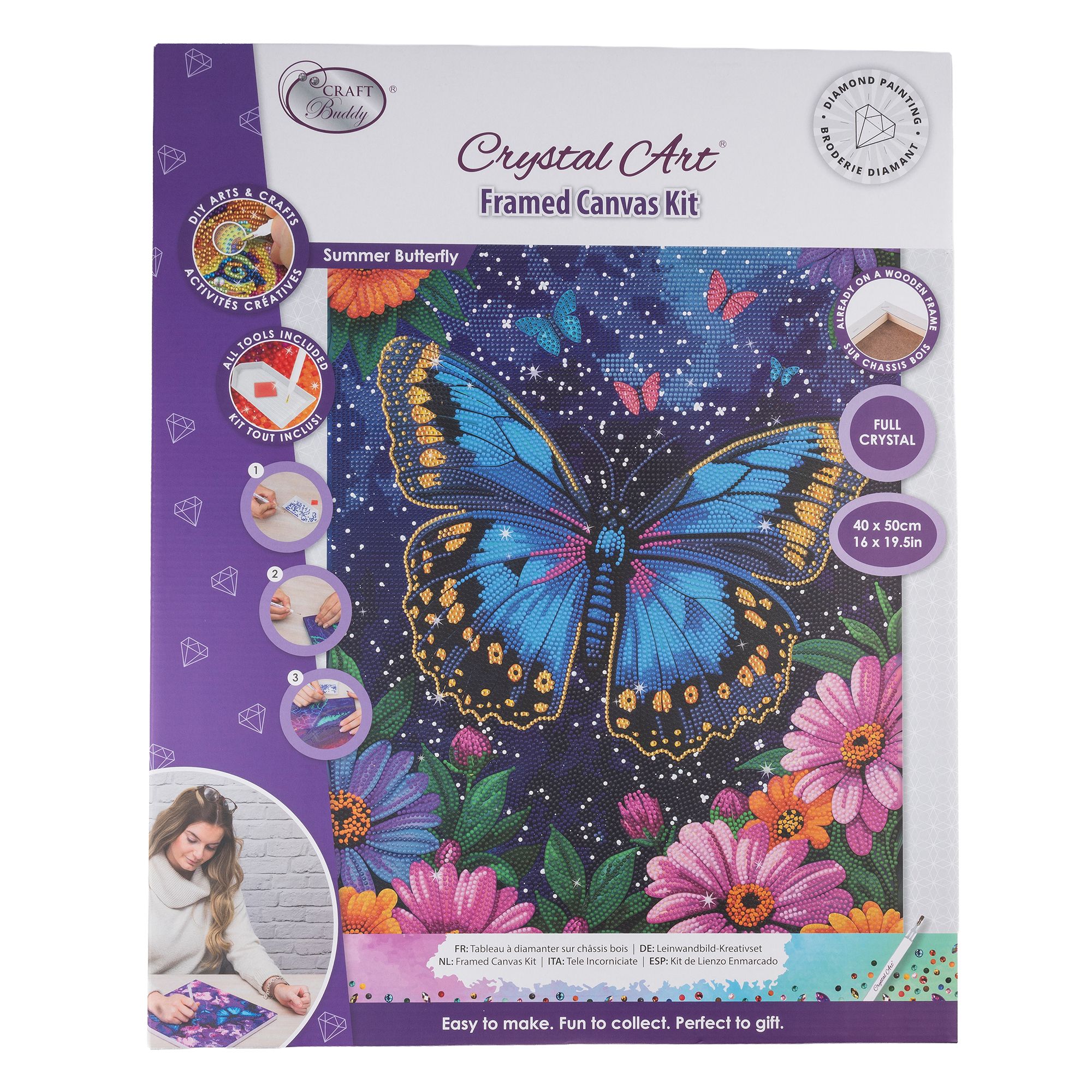 CRAFT BUDDY™ Diamond Painting Bild 40x50cm Schmetterling 5tlg.
