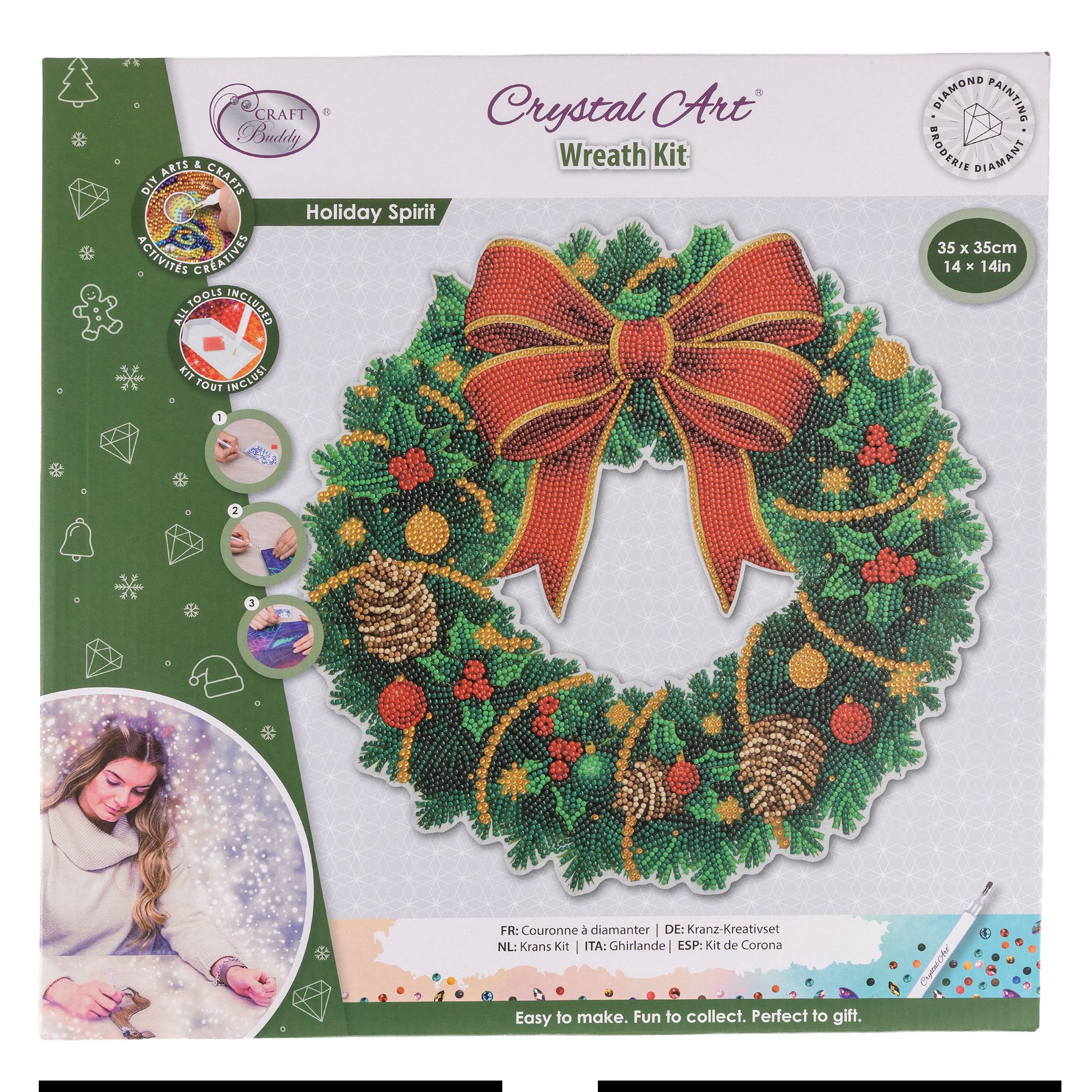 CRAFT BUDDY™ Diamond Painting Weihnachtskranz ca. 35cmd. 6tlg.