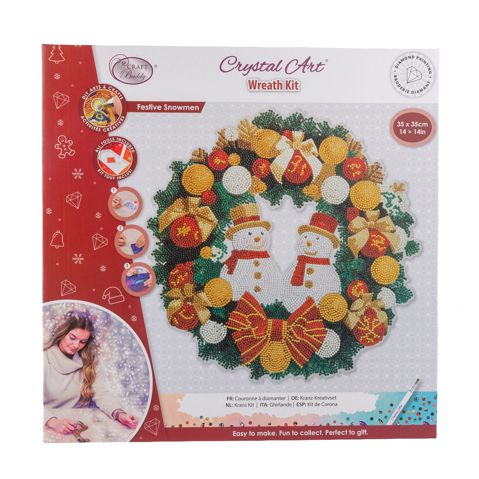 CRAFT BUDDY™ Diamond Painting Weihnachtskranz ca. 35cmd. 6tlg.