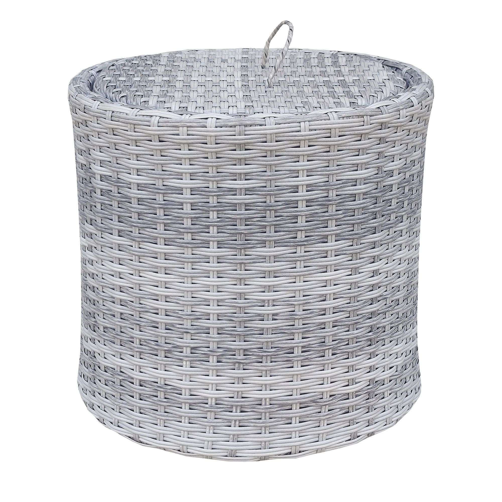 GREEN LOUNGE Gartenschlauchkorb mit Deckel aus Polyrattan, wetterfest, Ø 40cm