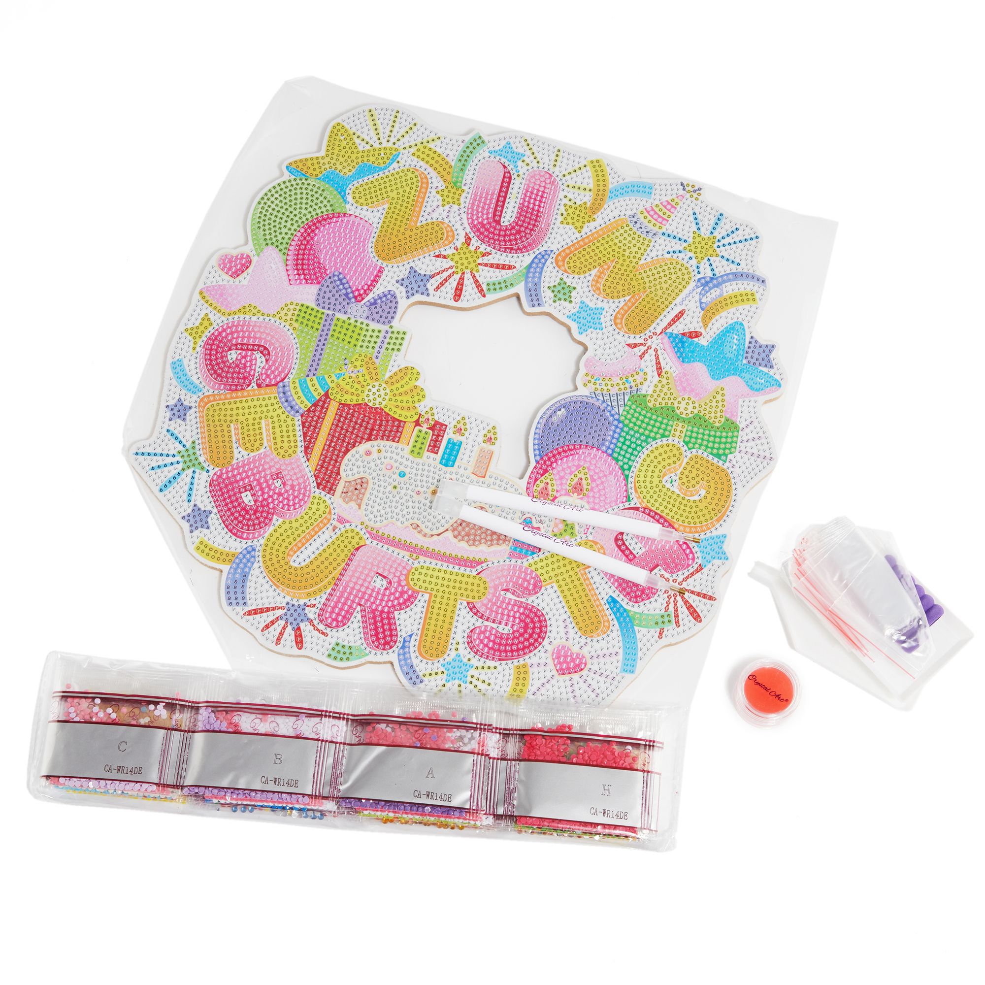 CRAFT BUDDY Diamond Painting Happy Birthday Kranz zum Nachlegen 9tlg