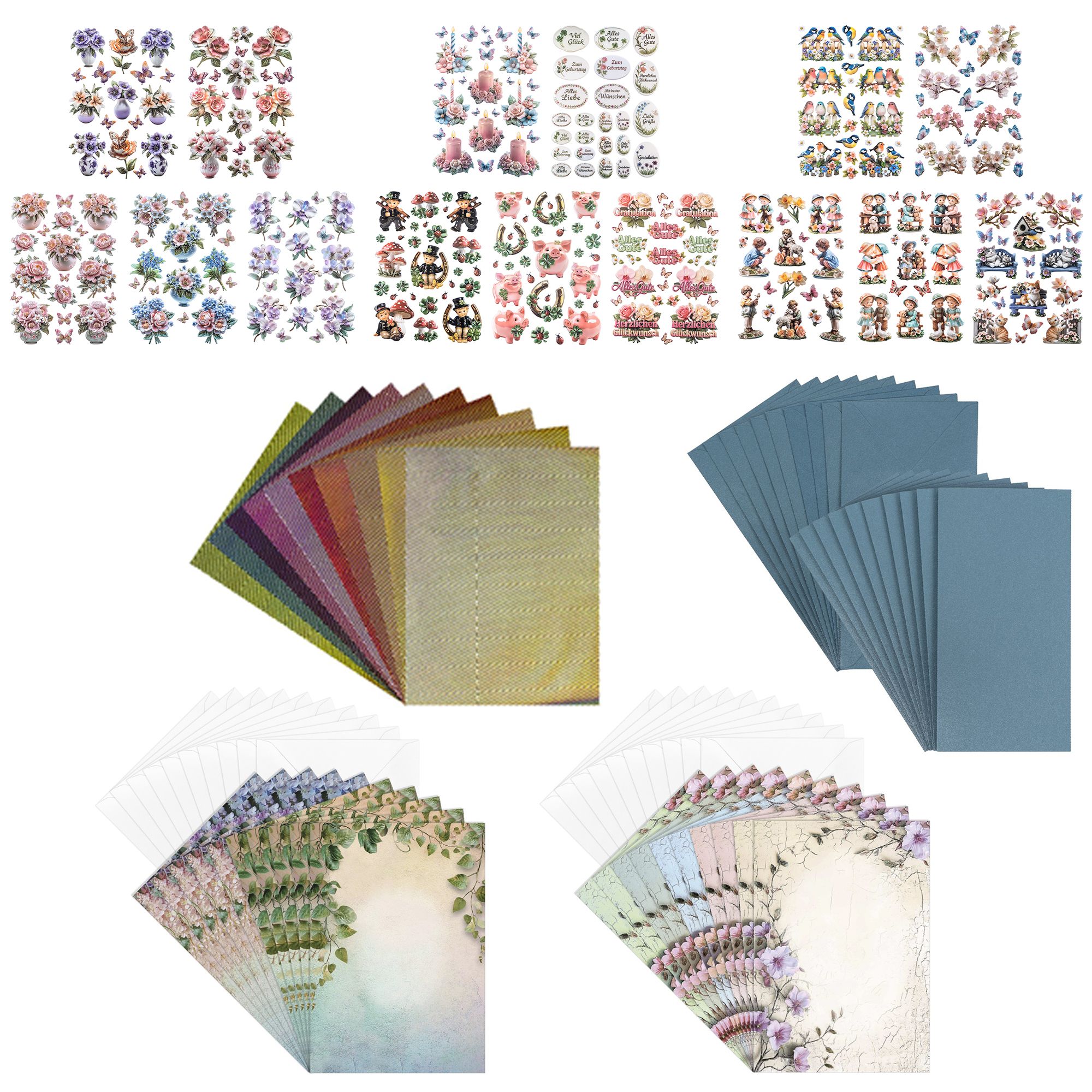 KARIN JITTENMEIER Club Artikel Grußkarten-Set mit 3D Reliefstickern 75tlg.