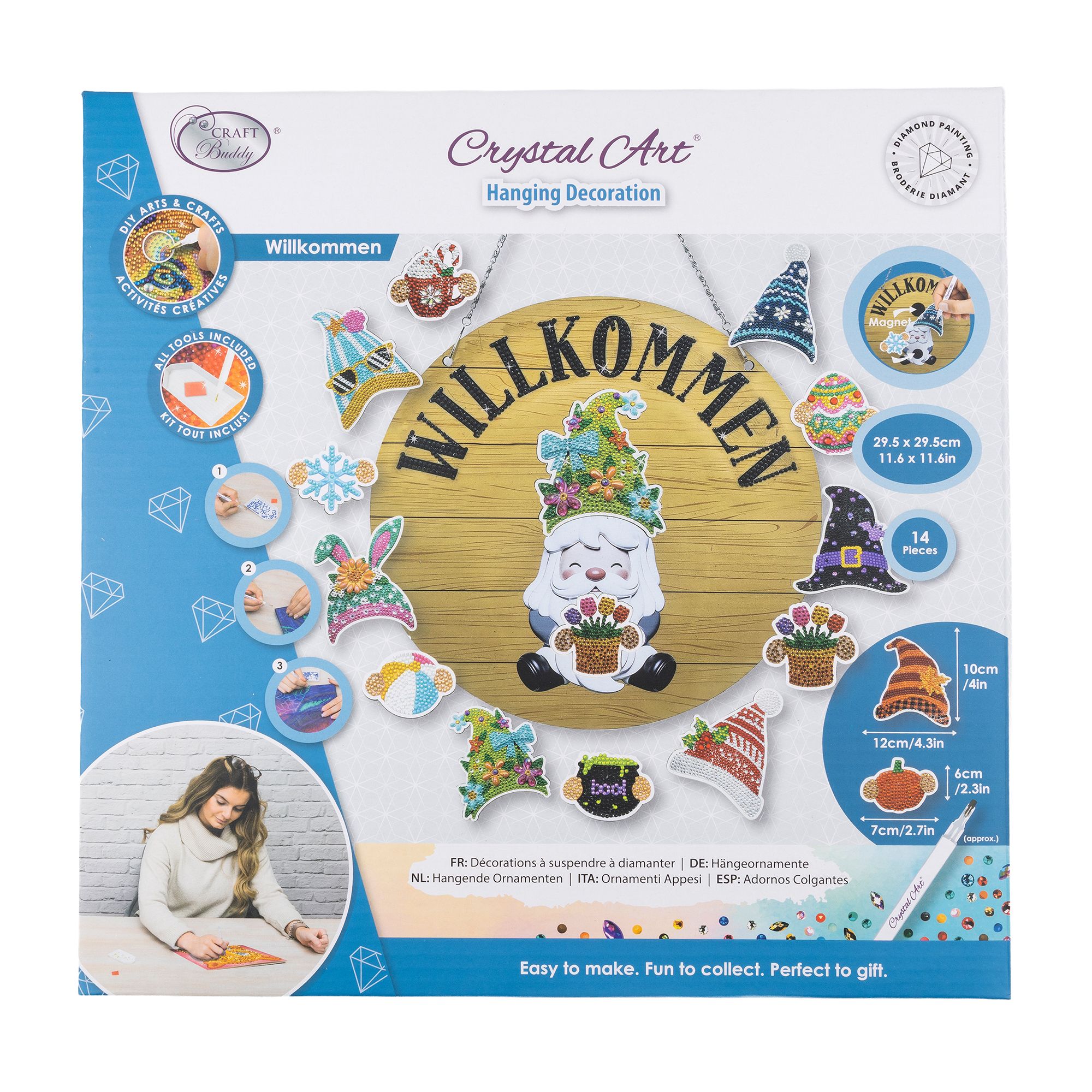 CRAFT BUDDY™ Diamond Painting Türschild auswechselbar 21tlg.