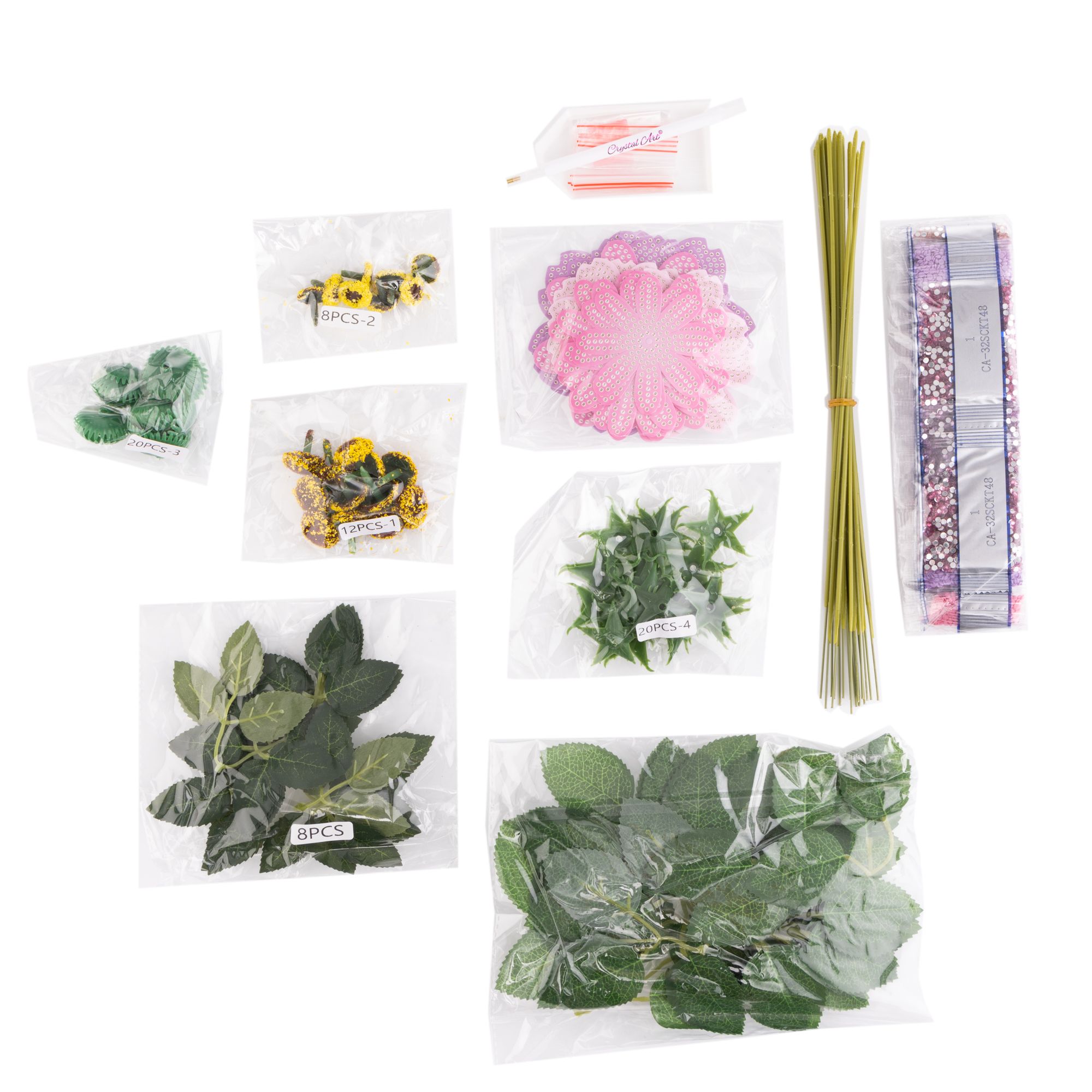 CRAFT BUDDY™ Diamond Painting-Set Blumen zum nachlegen 45tlg.