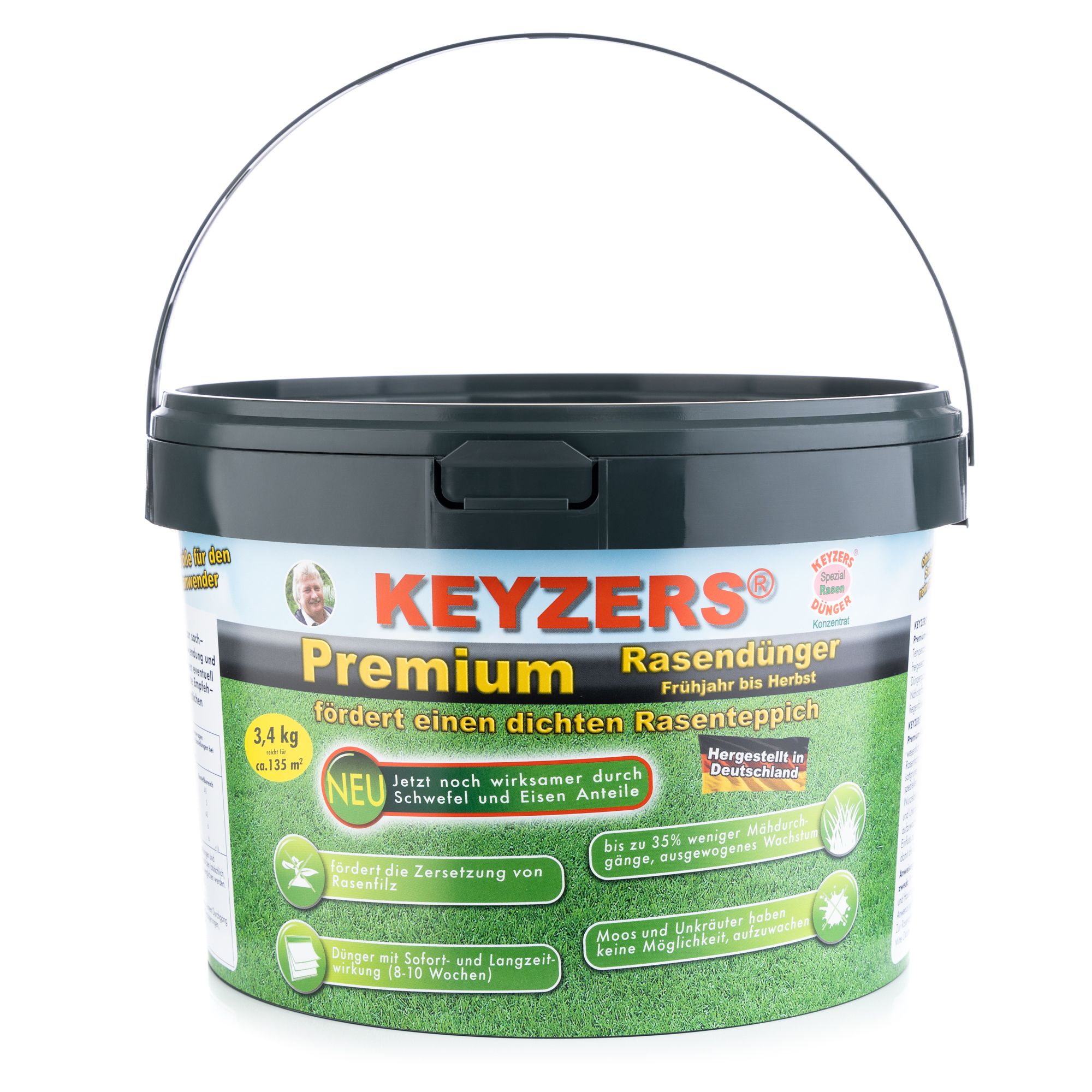 KEYZERS® Premium-Rasendünger neue FORMEL 3,4kg für 135m²