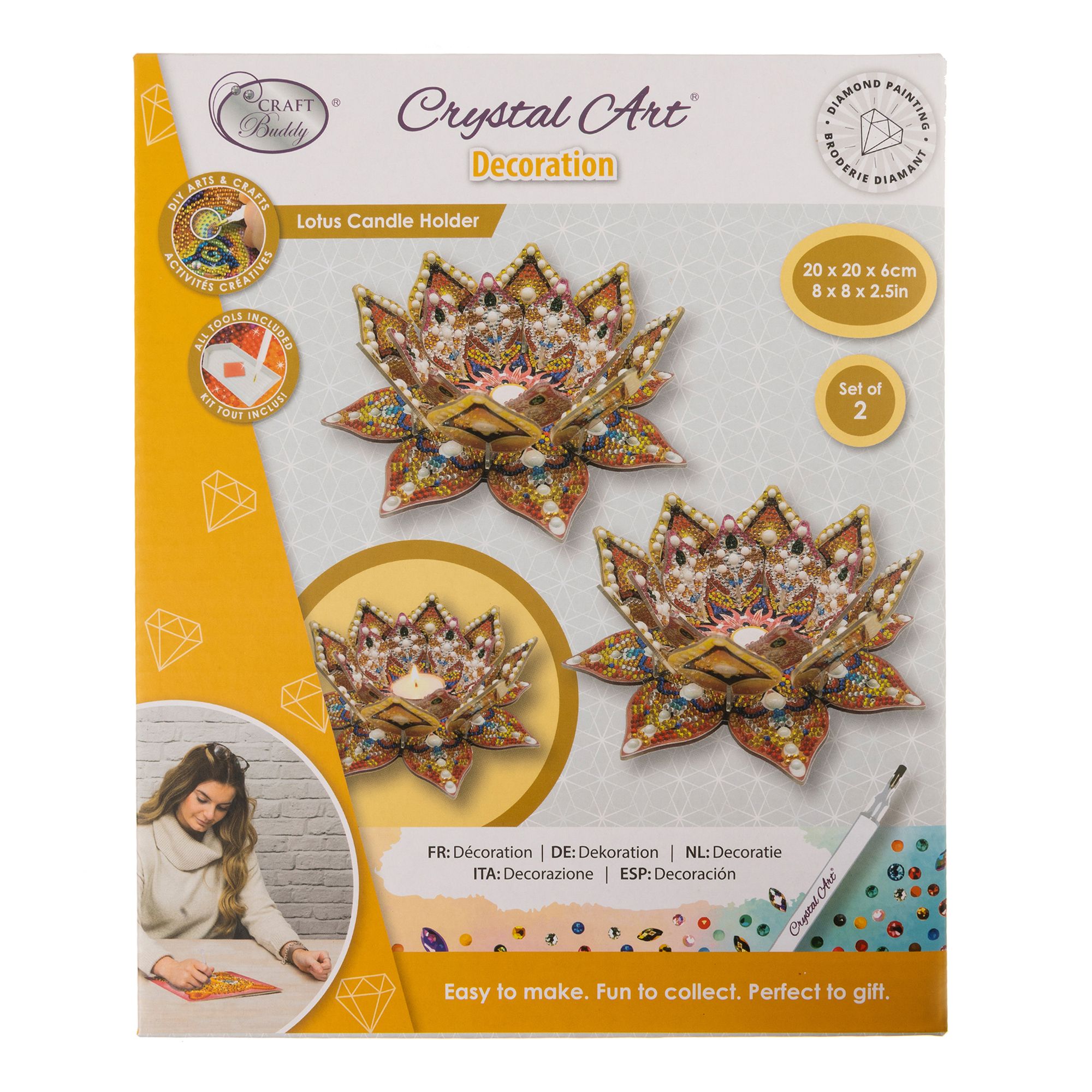 CRAFT BUDDY™ Diamond Painting-Set 2 Kerzenhalter ca. 19,56x19,5x6cm 7tlg.