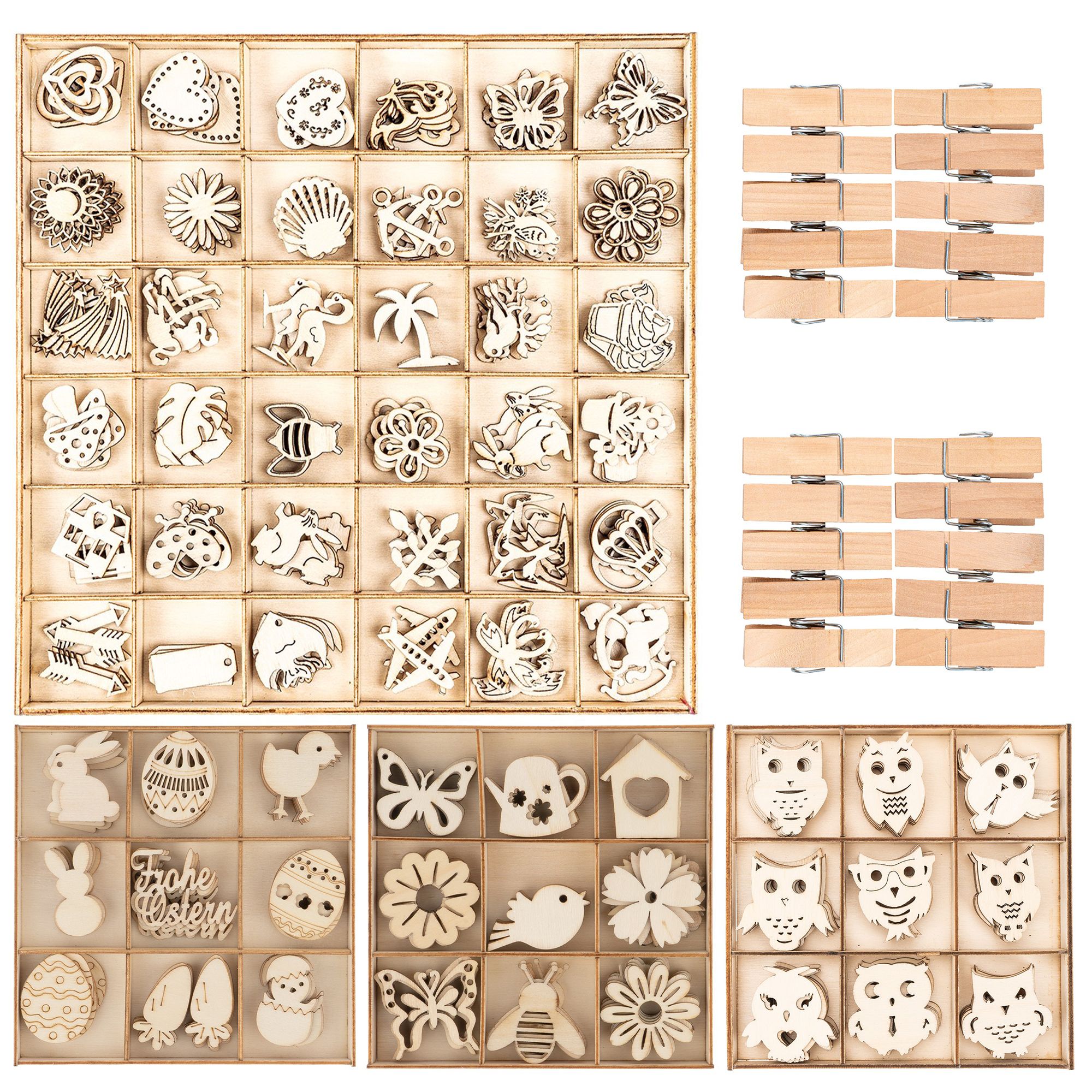 KARIN JITTENMEIER Kreativ-Set Holzstreuteile & Holzklammern 24tlg.