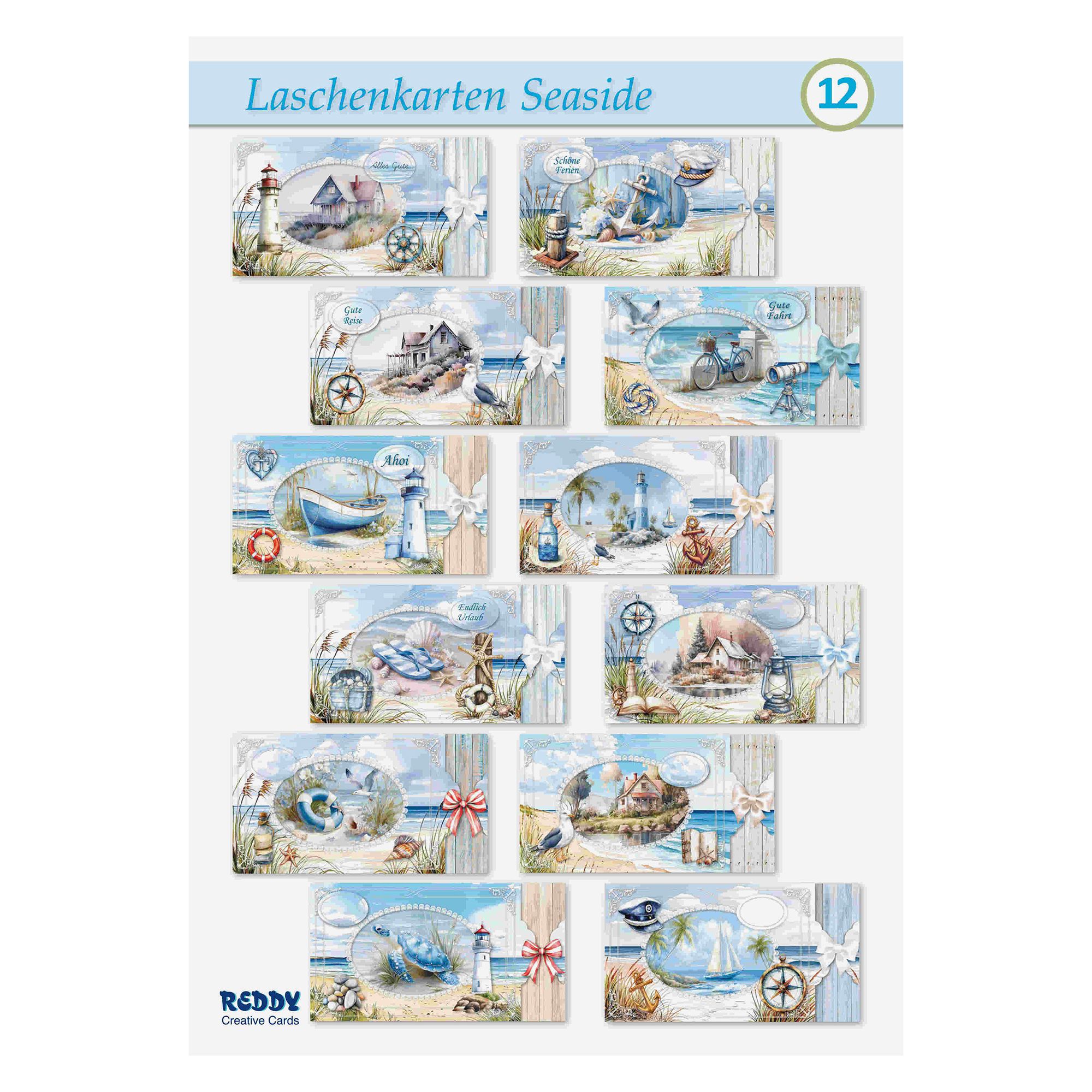 REDDY Grußkarten-Set Laschenkarten Seaside 34tlg.