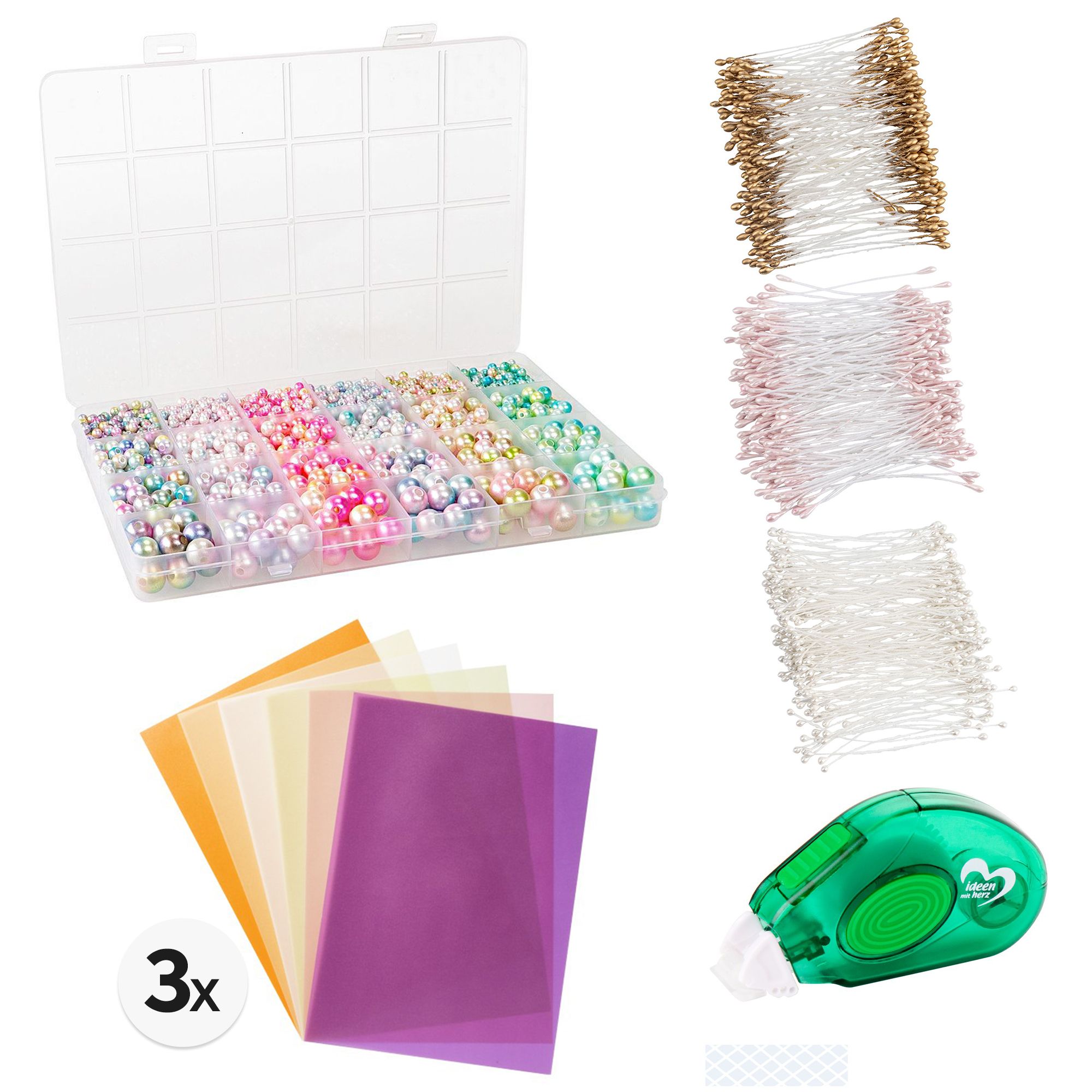 KARIN JITTENMEIER Kreativ-Set Perlmutt Perlen & Blütenstempel 26tlg.